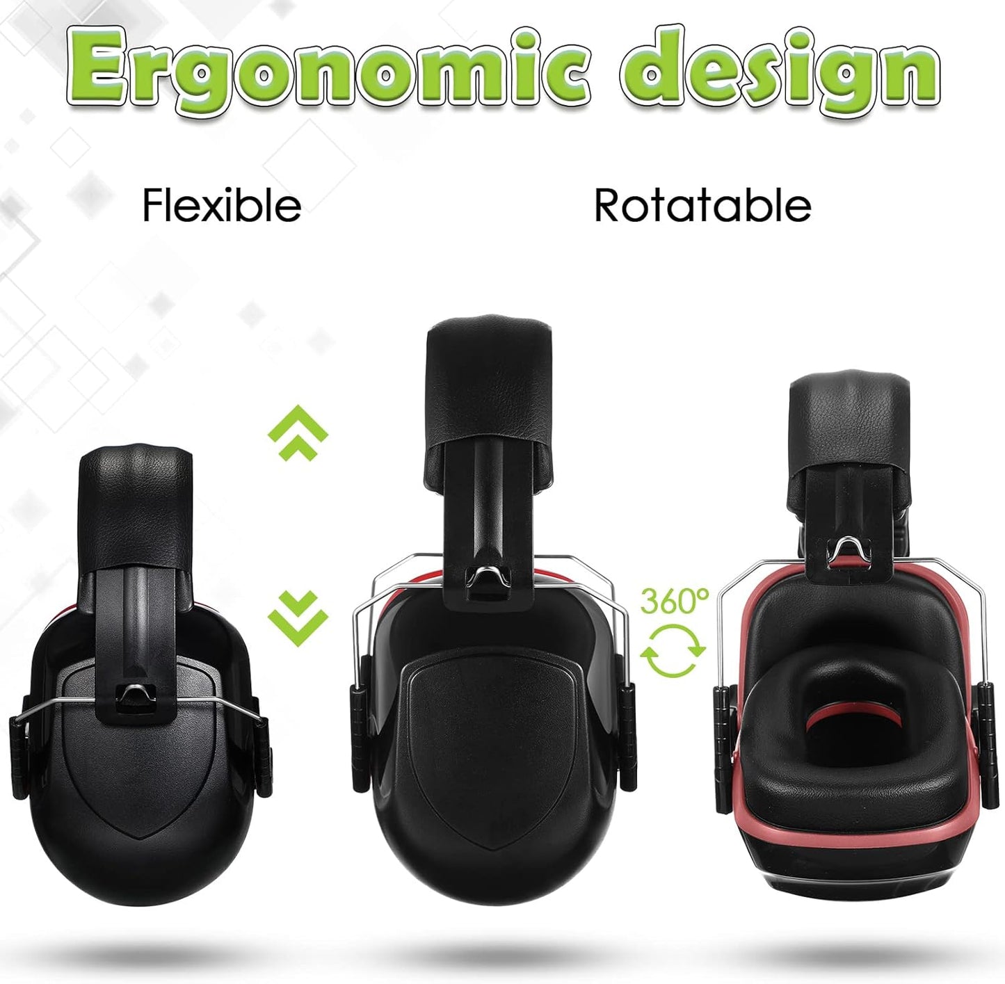 Xuhal 9 Pcs Ear Protection Earmuffs, Adjustable NRR 28dB Noise Reduction Headphone for Shooting Mowing Noise Cancelling