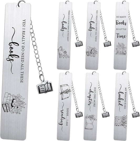Skyygemm 24 Pcs Book Lovers Gift for Her Him Metal Bookmarks 6 Styles Library Reading Bookmarks Book Club Gift Ideas for Students Senior College