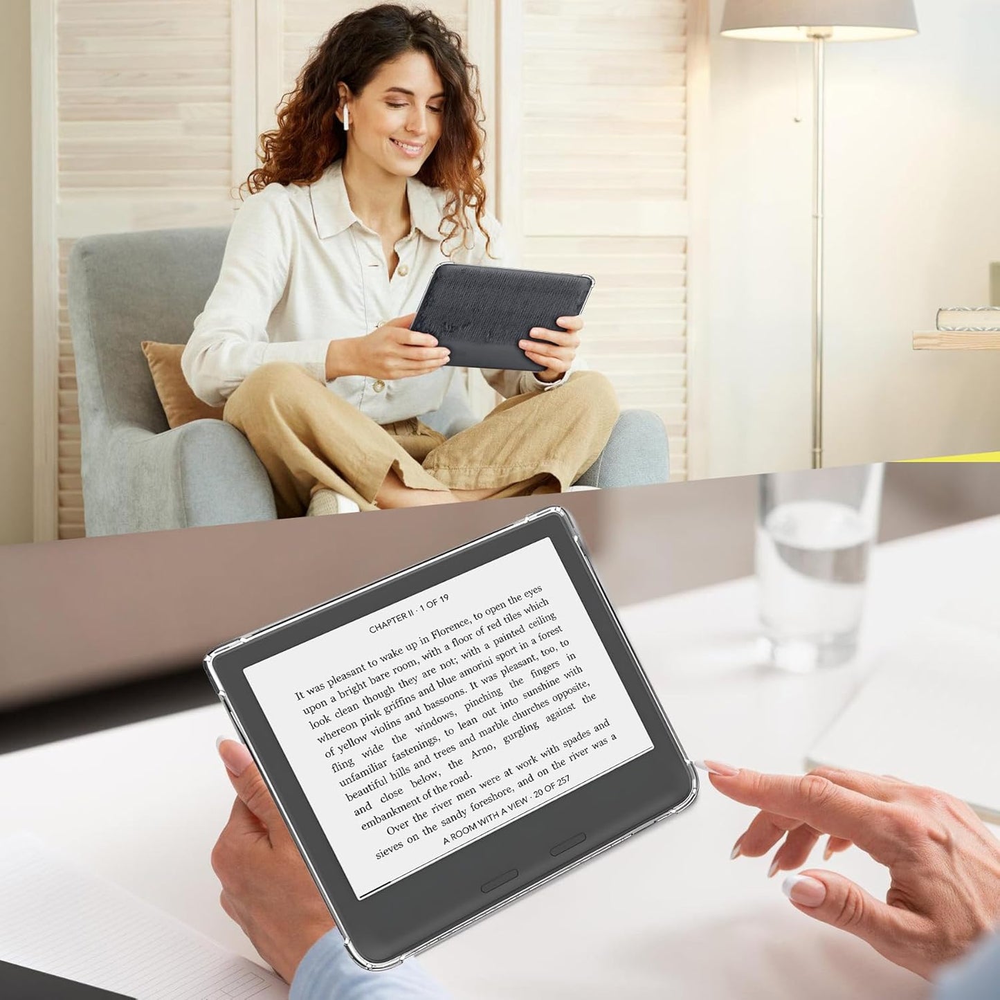 Clear Case for 7 inch Kobo Libra Colour(Model N428, 2024) and Kobo Libra 2(Model N418, 2021), Includes a Screen Protector - Ultra Clear Soft Flexible TPU Back Cover, Transparent.