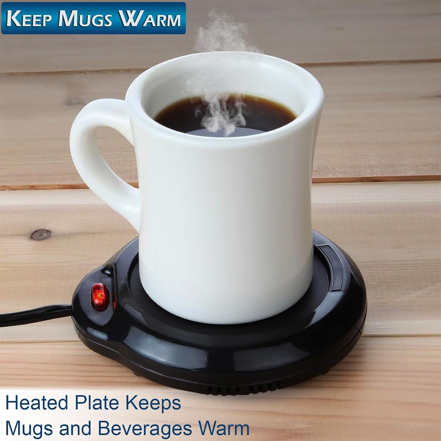 Home-X Mug Warmer, Desktop Heated Coffee & Tea - Candle & Wax Warmer (Black)