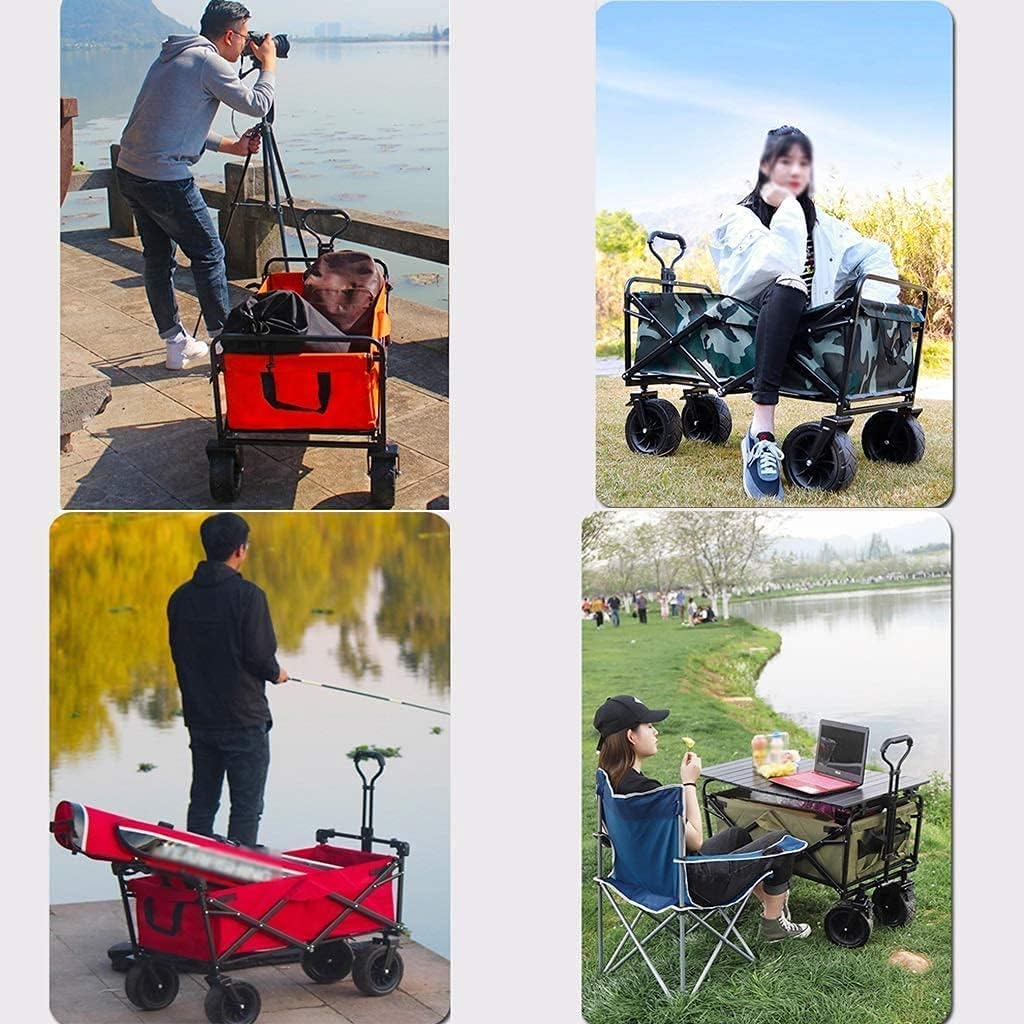 Outdoor Folding Utility Wagon Heavy Duty Wagon Cart with Removable Canopy Folding Outdoor Utility Trolley with Brake Load-Bearing 80kg 176lbs (Color : Style 4) (Style 2)