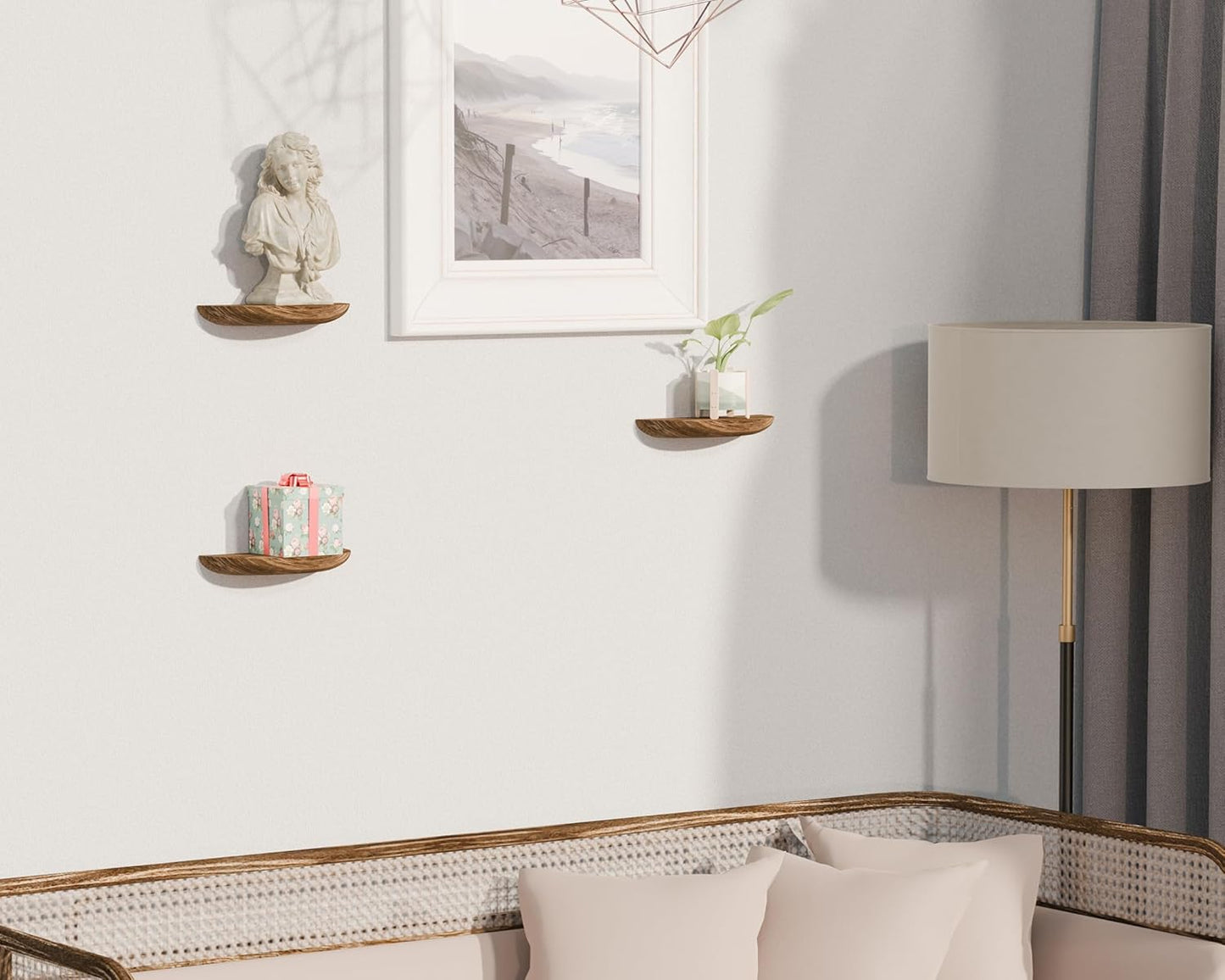Solid Wood Half Round Rustic Floating Shelves, Natural Wood Wall Shelves, Elevate Your Space. Perfect for Living Rooms, Bathrooms, Bedrooms, Offices, Children's Rooms,Pictures Plants Books