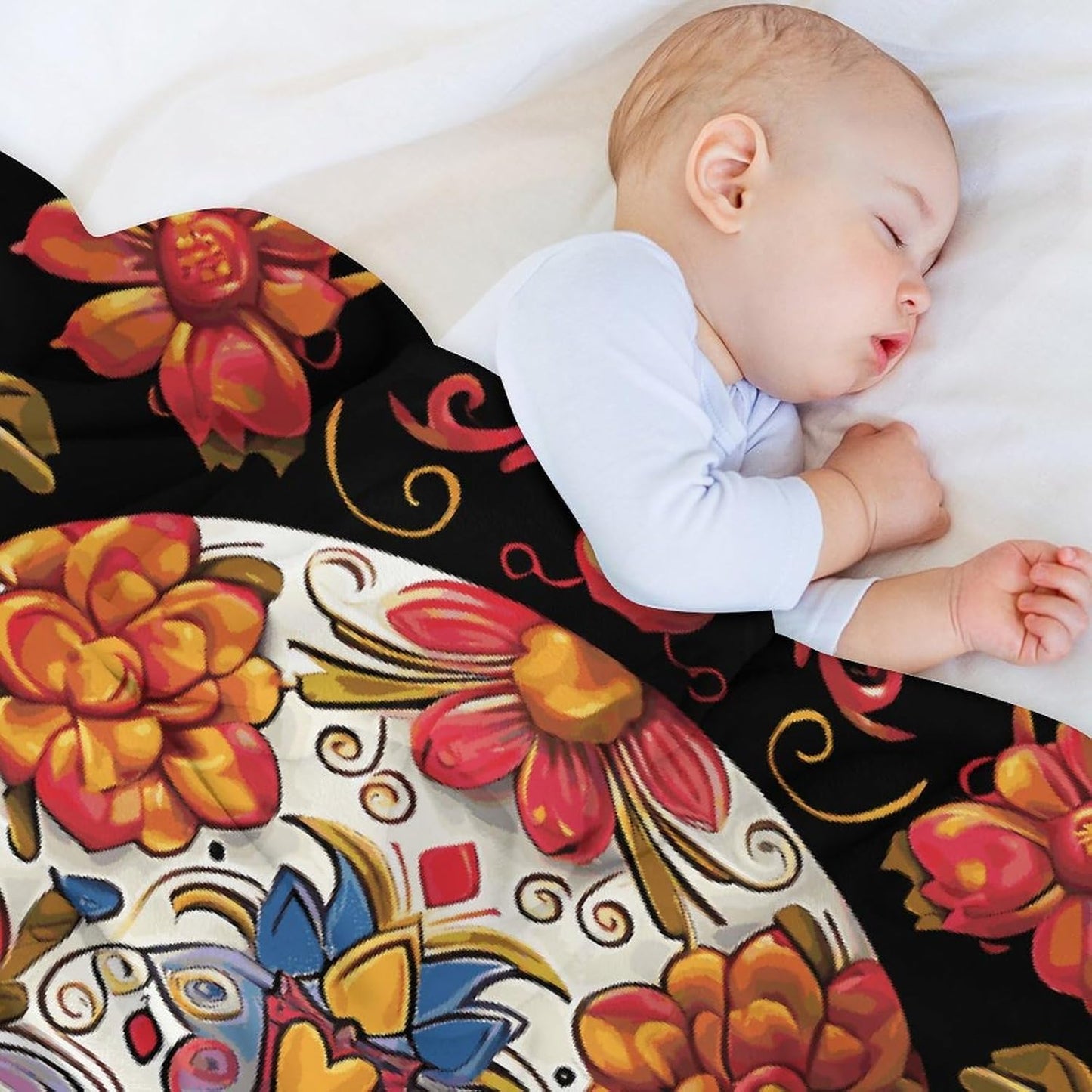 Sugar Skulls Blanket Super Soft Lightweight Throw Blanket Cute Cozy Warm Bed Blanket Decorative Fuzzy Blanket All-Season Home Decor Gift for Sofa Couch Living Room 50"*60"（130 * 150cm）