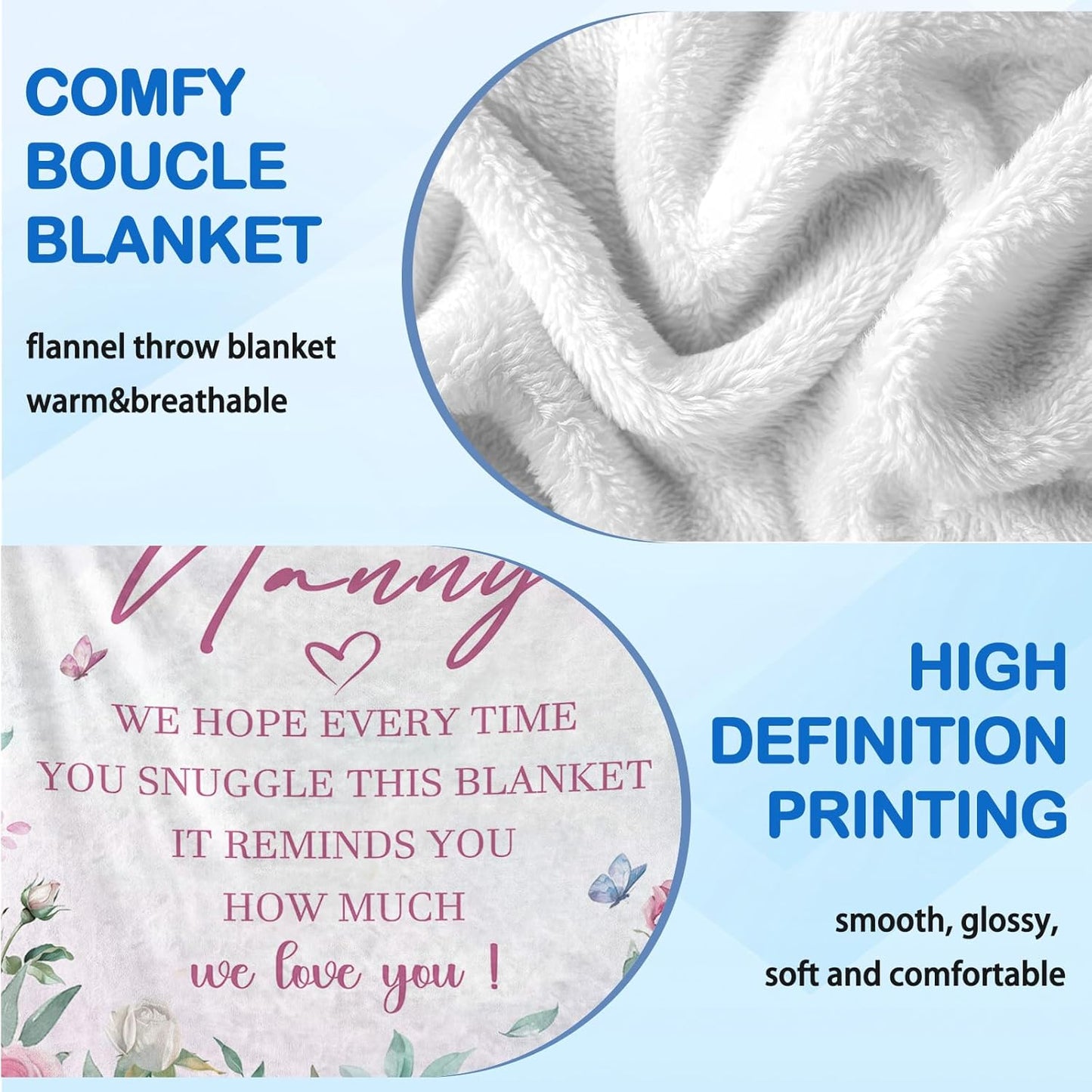 Nanny Gifts for Grandma, Nanny Birthday Gifts from Grandkids for Mothers Day Retirement Christmas Soft Flannel Throw Blanket 60"x50"