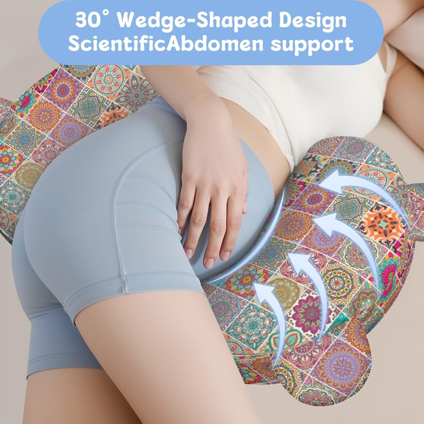 Pregnancy Pillow for Sleeping,Maternity Pillow with Cooling,Maternity Support for Back and Hip Relief,Soft and Comfortable Wedge Pregnancy Pillows Side Sleeping Support for Belly with Removable Cover