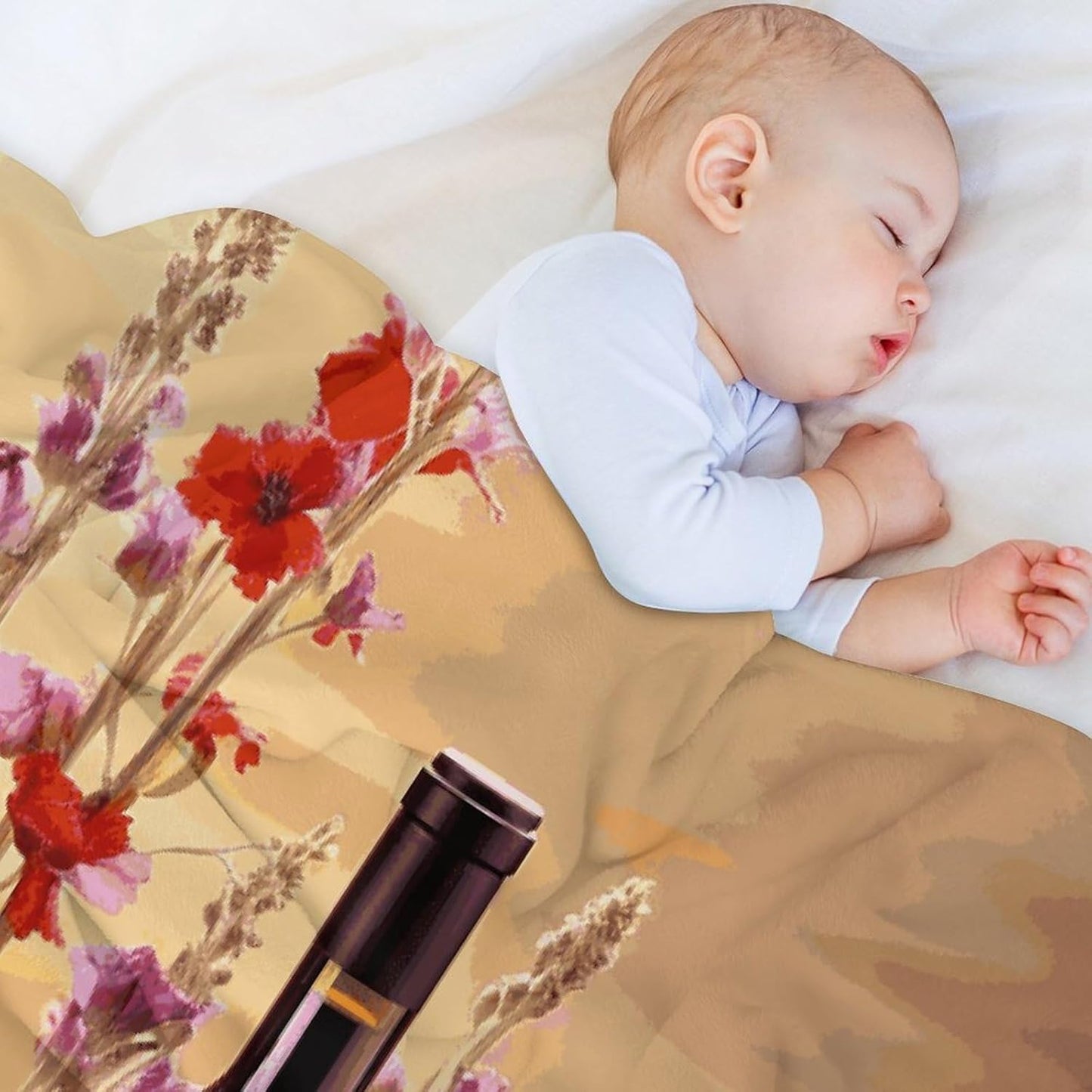 Red Wine Flower Blanket Super Soft Lightweight Throw Blanket Cute Cozy Warm Bed Blanket Decorative Fuzzy Blanket All-Season Home Decor Gift for Sofa Couch Living Room 40"*50" （100 * 130cm）