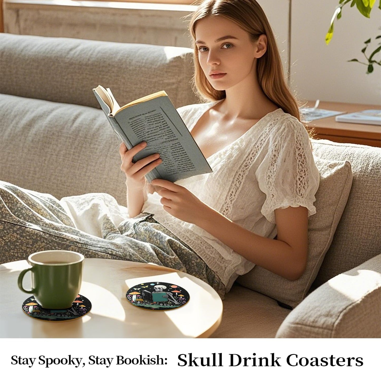 Book Club Gifts Bulk for Book Lovers,6 Pcs Book Theme Wooden Coaster for Mug Cup Tumbler,Library Decor,Cool Book Stuff for Bookworms Nerd Readers Friend Men Or Women
