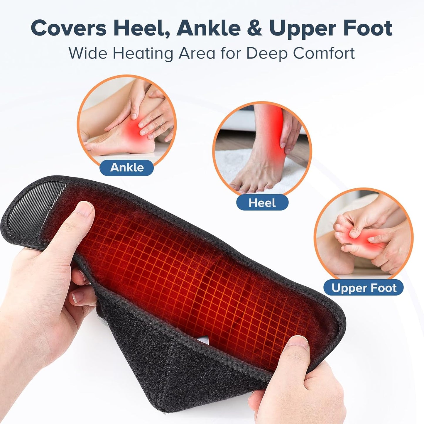 2Pack Cordless Ankle Massager for Pain Relief, Foot Renew Massager for Neuropathy, Ankle Heating Pad with Massage, Foot Ankle Massage, Ankles Relief Heating Pad, 3 Heat Levels, 3 Massage Modes, Black