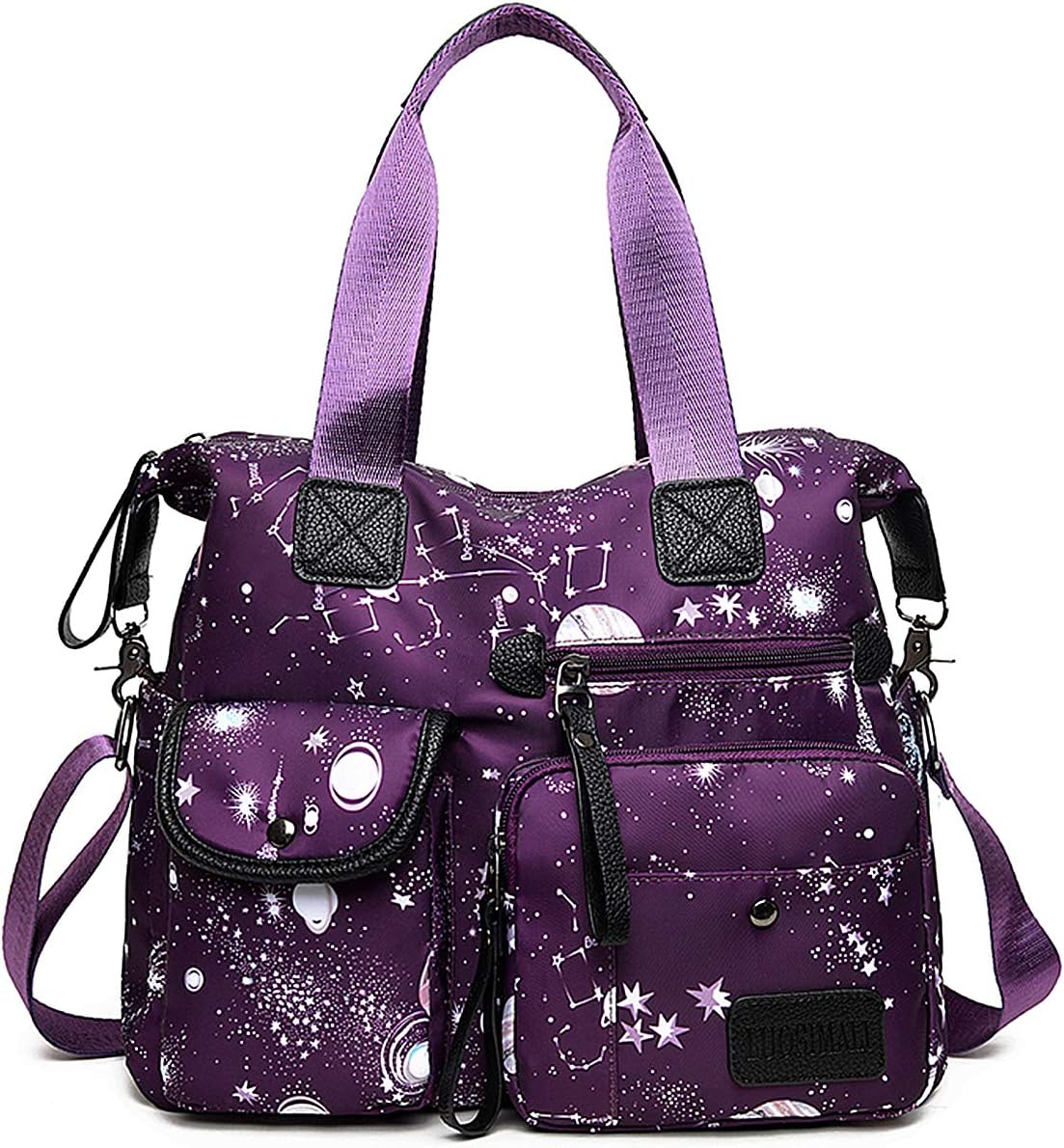 Tote Bag for Women,Multi Pockets Shoulder Handbag,Nurse Bag for Work,Large Cross body Purse,Fashion Nylon Top Handle Satchel