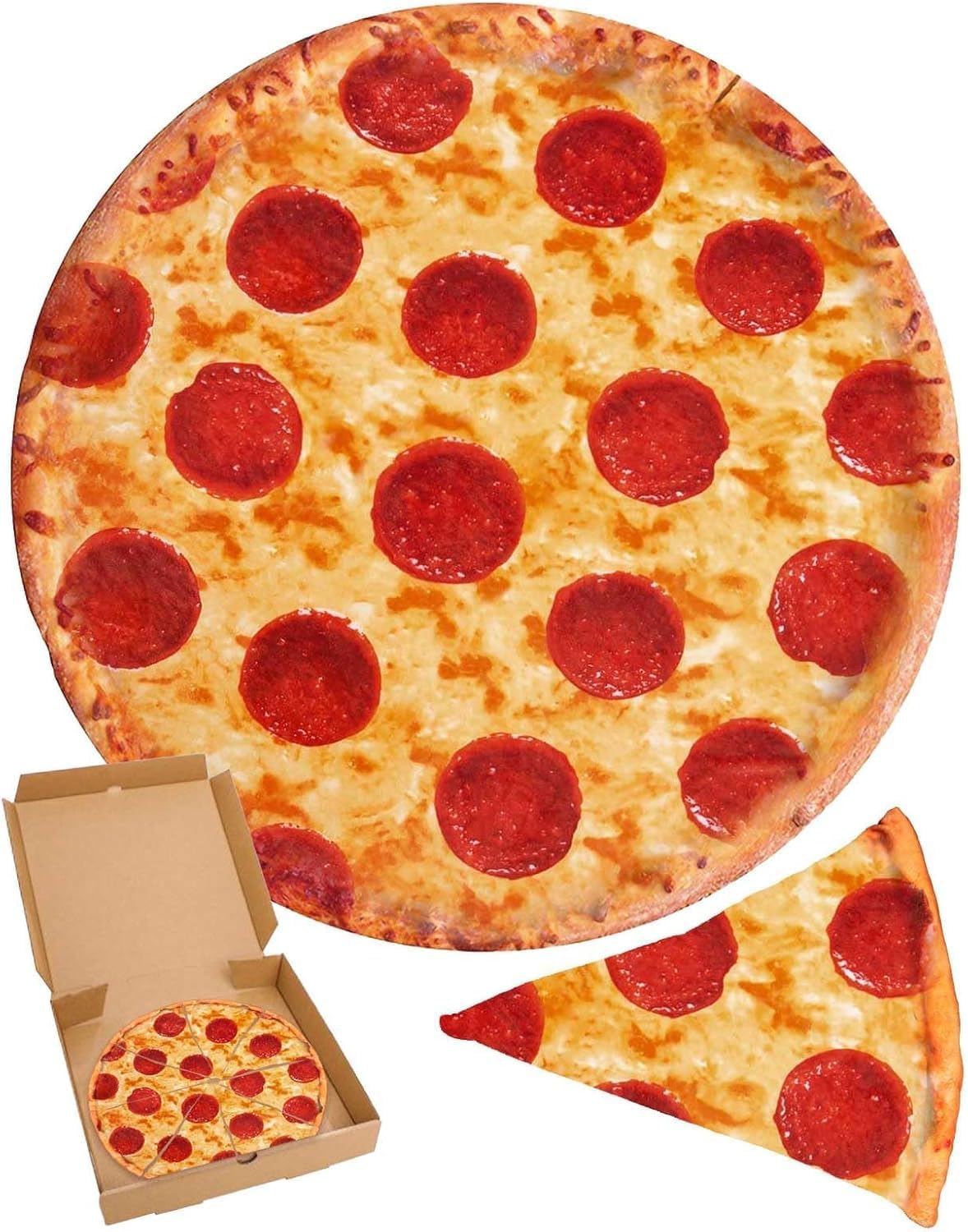 RAINBEAN Burrito Pizza Blankets Funny Gifts, Cute Food Wrap Blanket for Adults Kids, Soft and Fuzzy Throw Blankets for Christmas White Elephant (Pizza, 35Inch)
