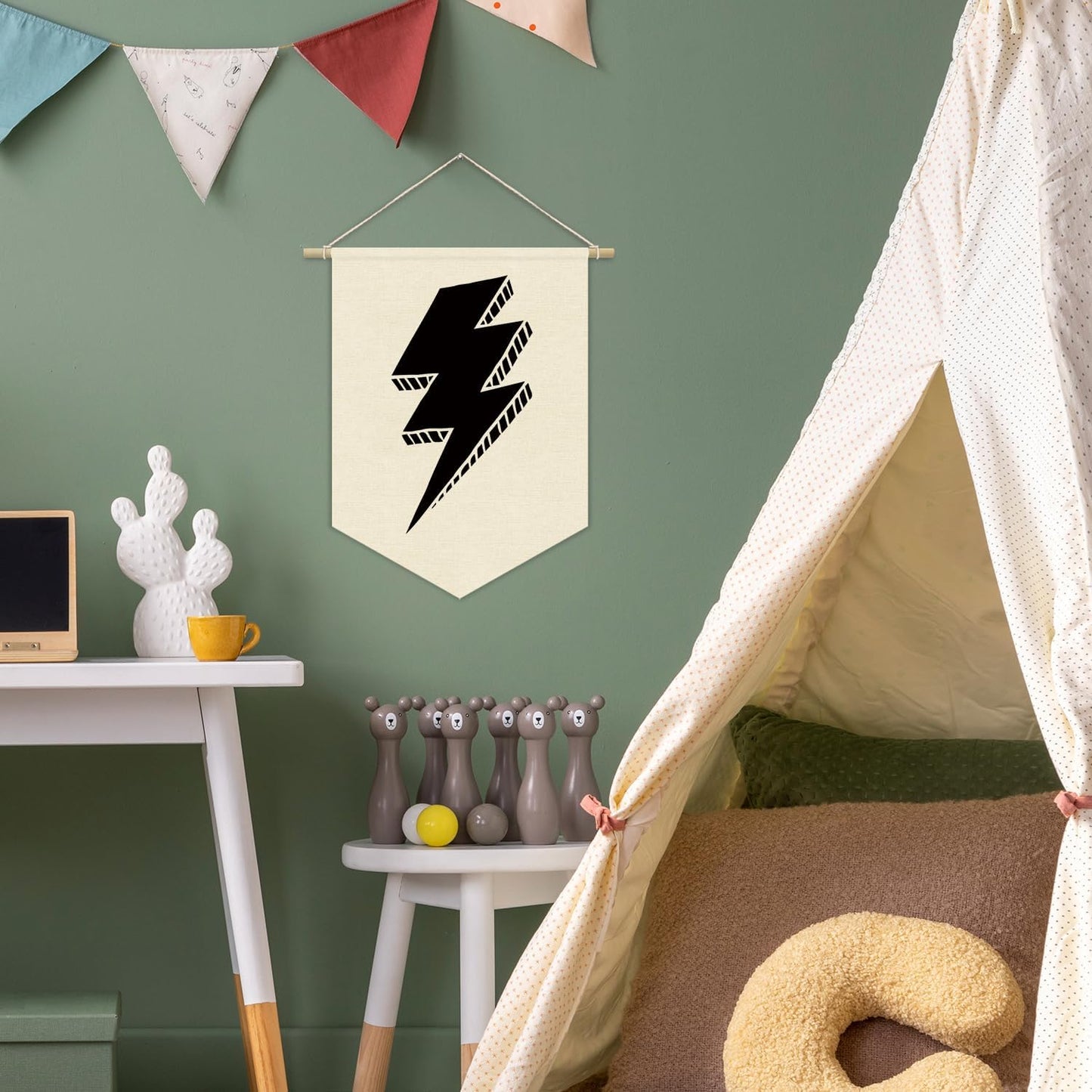 Playroom Canvas Banner, Lightning Sign Boy Nursery, Kids Room Decor, Toddler & Boy Room - Wall Art 15x11in