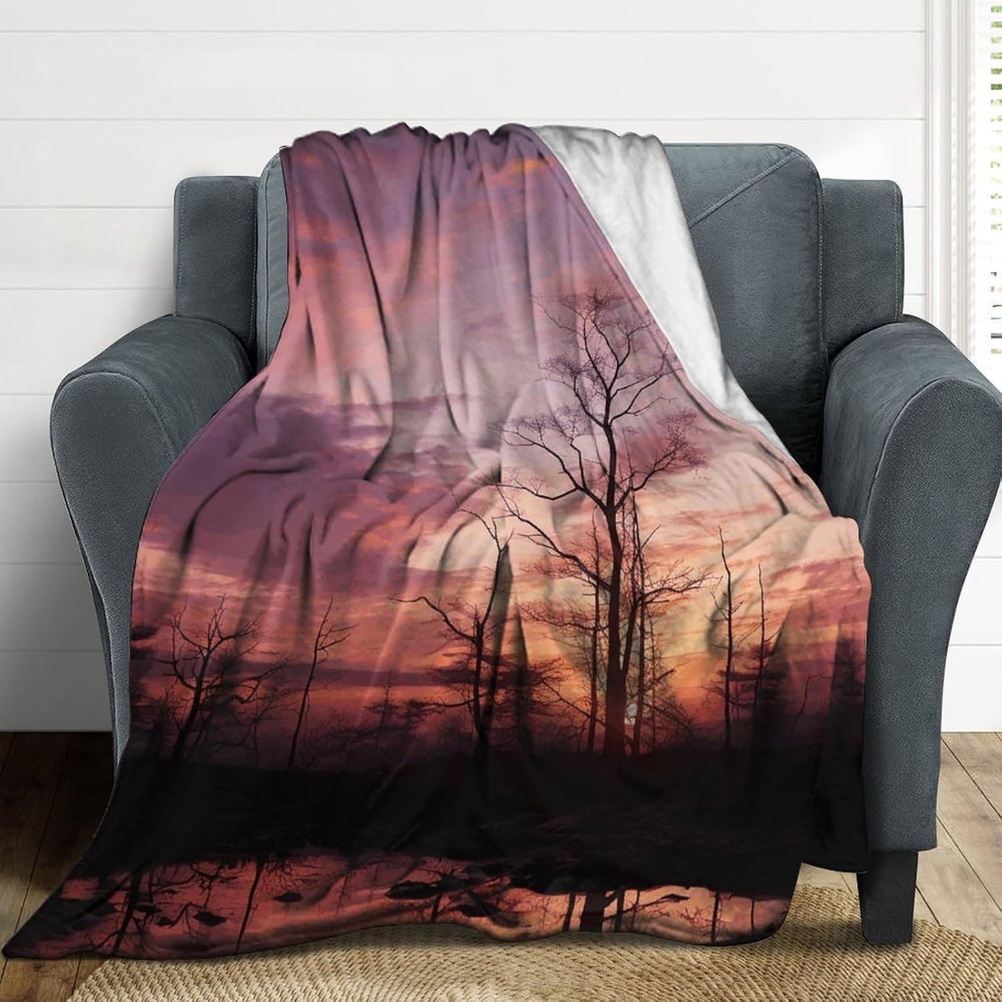 Pink Dusk Background Throw Blanket for Couch Super Soft Warm Lightweight Throw Blankets Cozy Flannel Bed Blanket Cute Decorative Blankets for All Seasons Home Decor Gift 30"*40"（76 * 100cm）