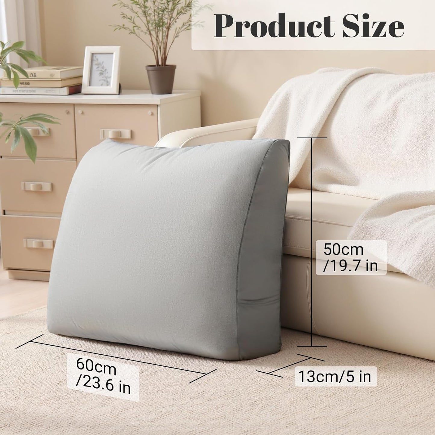 Back Support Pillow for Couch – Bed Rest Back Pillow with Removable Cover, Comfortable Back Pillows for Sitting in Bed or Sofa for Living Room, Bedroom, and Home Decor