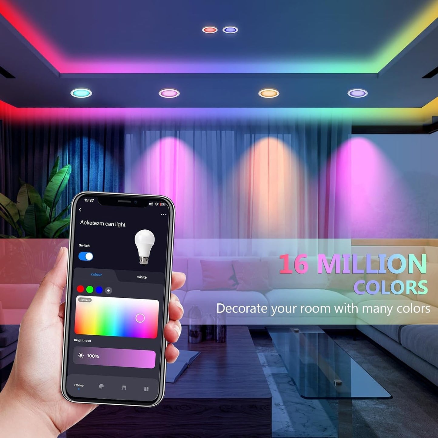 Wi-Fi & Retrofit Led Recessed Lighting 4 inch,Color Changing Recessed Lights,Dimmable Recessed Lighting,9W 750LM Smart Downlight,Compatible with Alexa/Google,IC Rated & ETL Certified,6 Pack