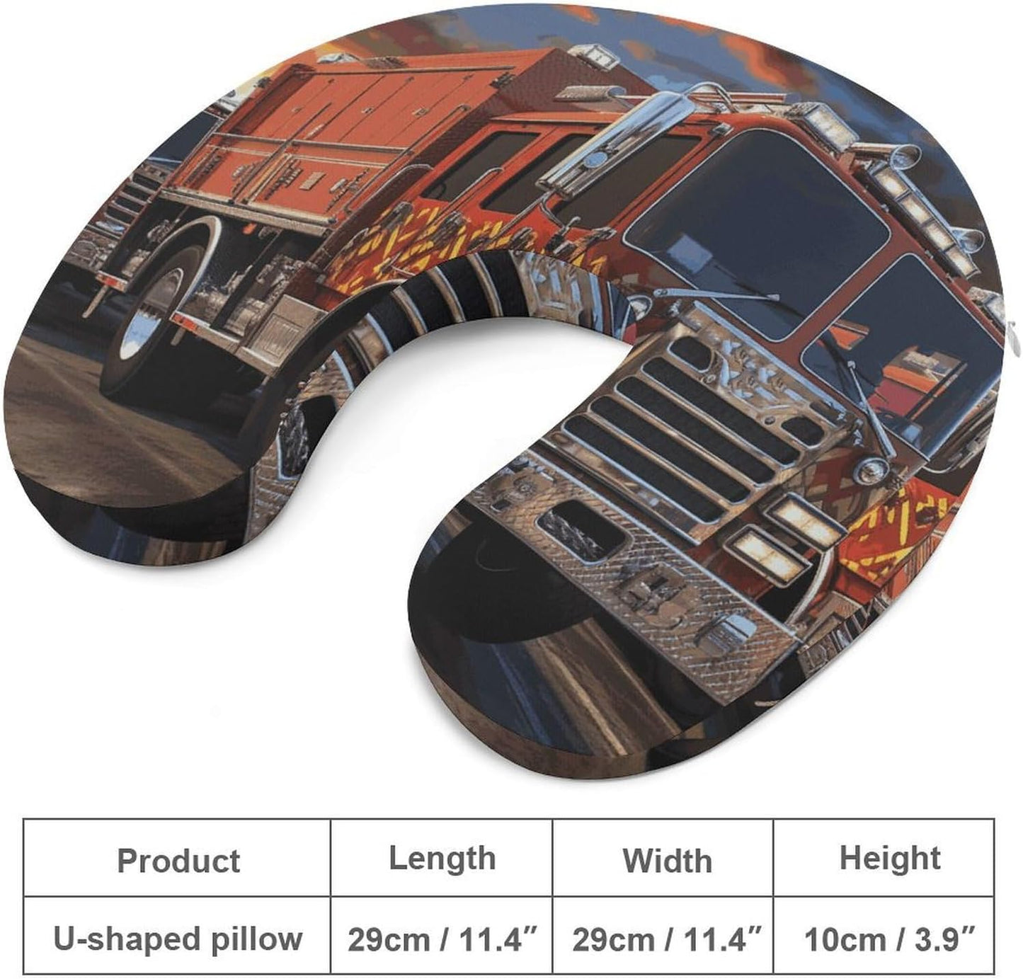 Fire Truck Neck Pillow Memory Foam U Shaped Pillows Portable Pillows for Shoulder Travel Head Support Pillow with Concealed Zipper for Airplane Car Home Office