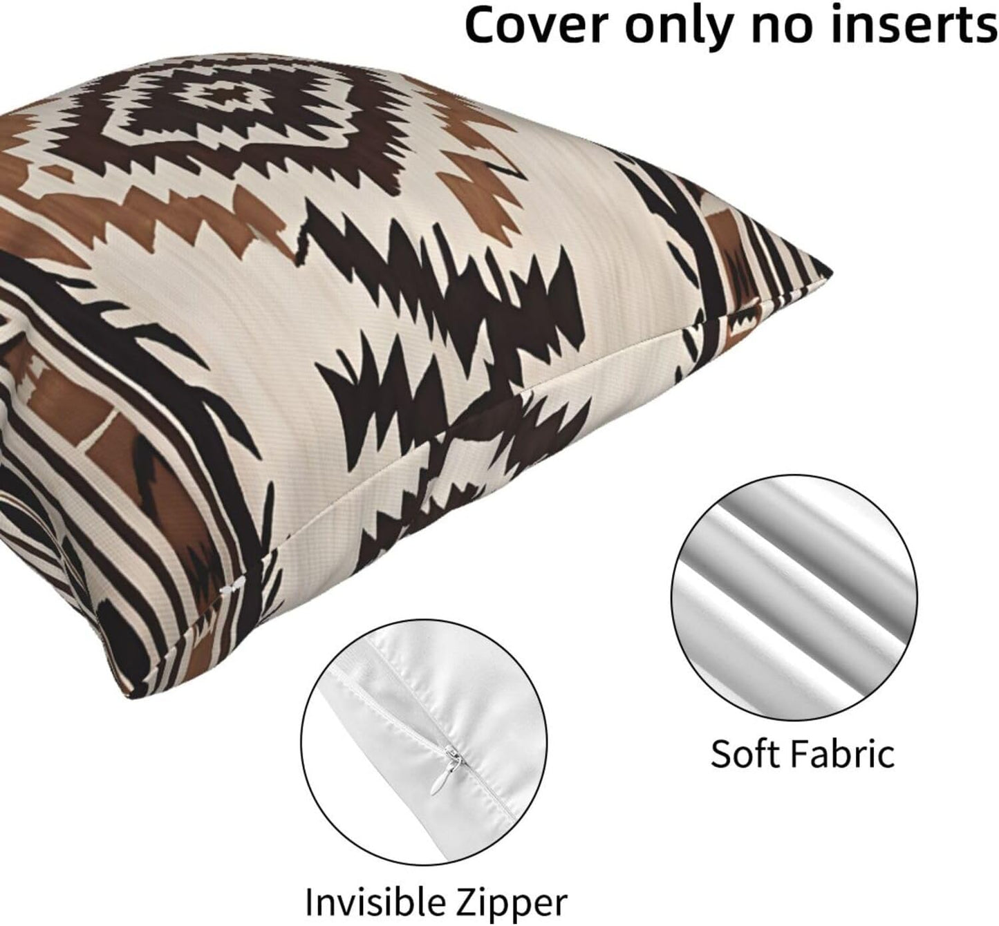 All-Season Square Pillow Covers 18"X18", Native, Decorative Throw Pillow Covers for Sofa Bed Couch, Hidden Zipper Cushion Cover, Square Lumbar & Accent Pillowcases for Home Decor