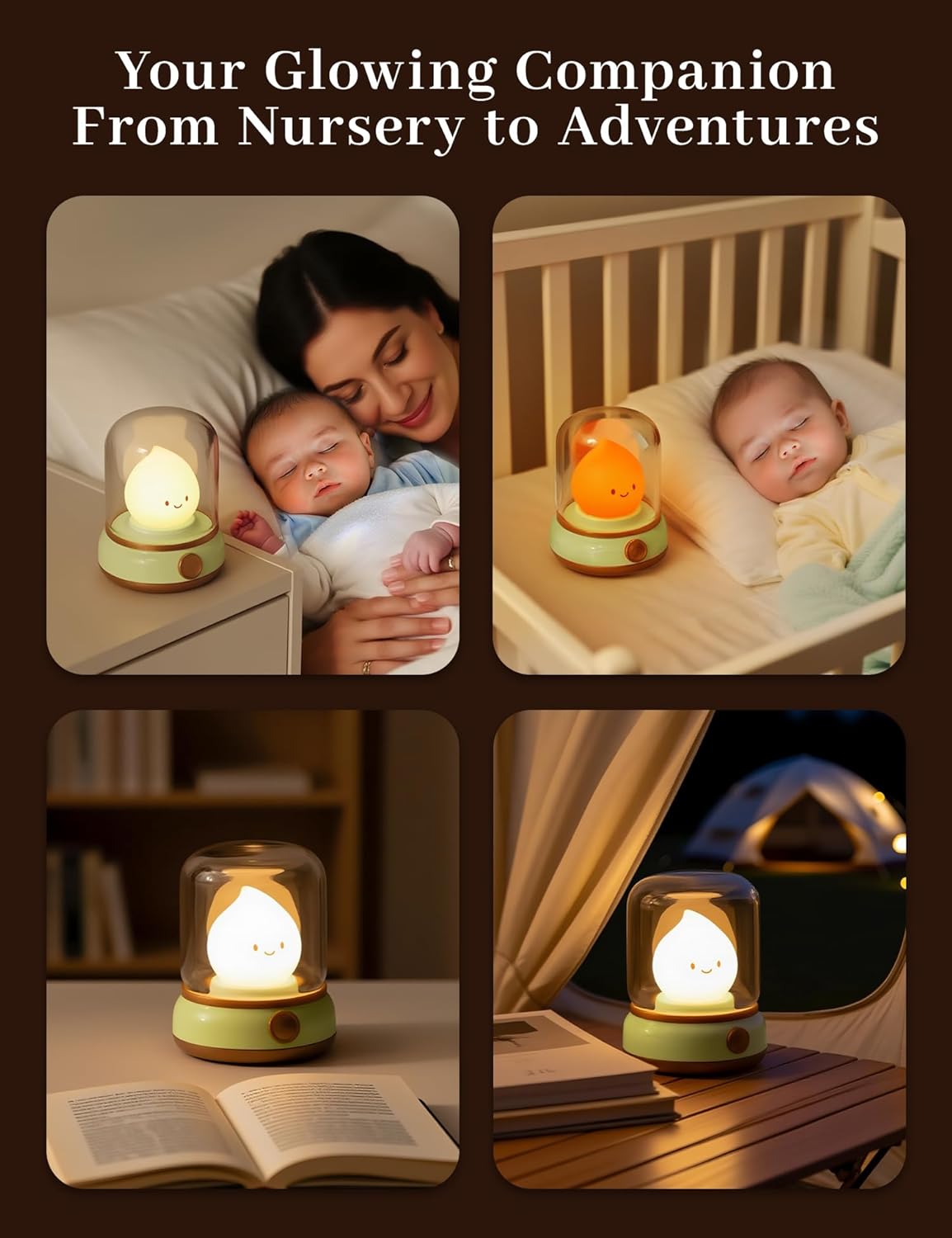 Chibi Flame Lamp, Sleep White Noise Machine Night Light,Waterproof Shower Lamp5 White Noise with 4 Level Volume Adjustment, Rechargeable Lamp,Decor,Gift for Girls