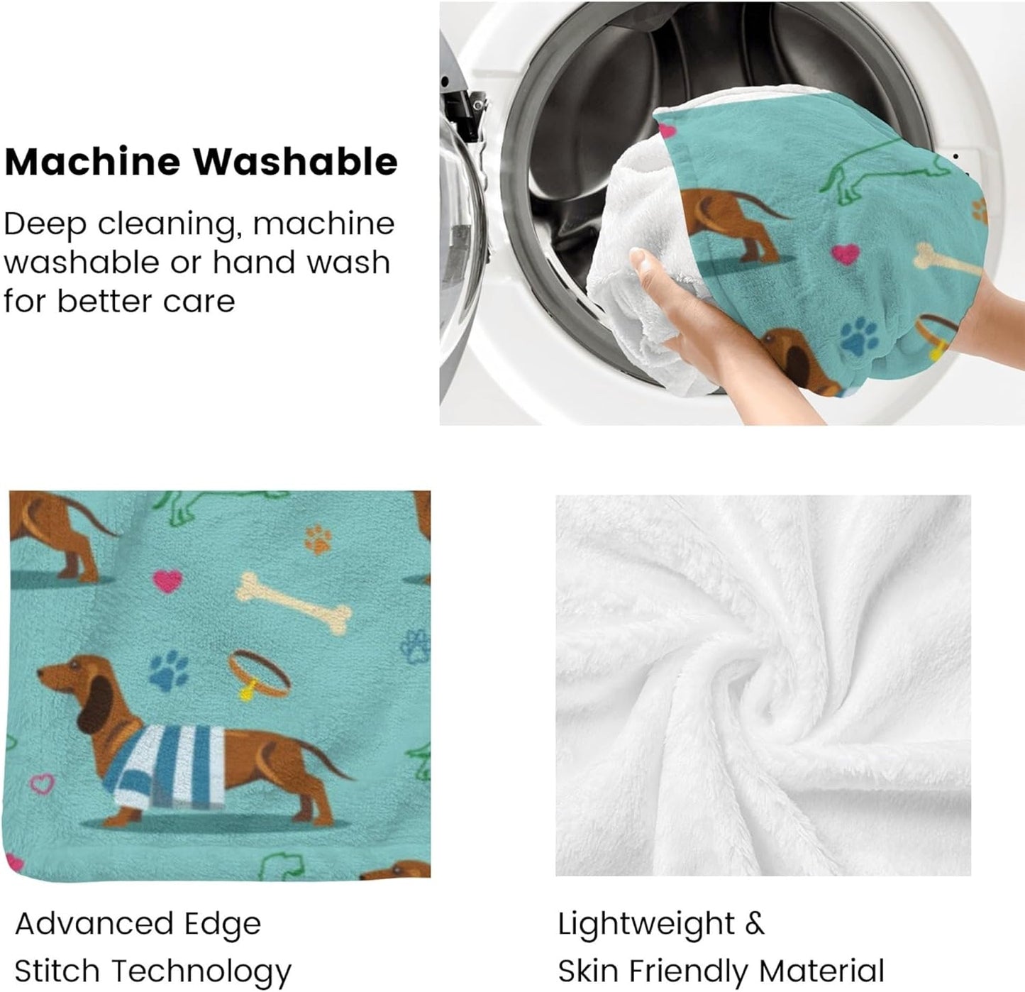 Dachshund Dog Blanket Gift Cute Animal Blanket Bed Throw Blanket Soft Lightweight Cozy Warm Blankets for Kids Teens Men Women (60"x50", Dachshund Dog)