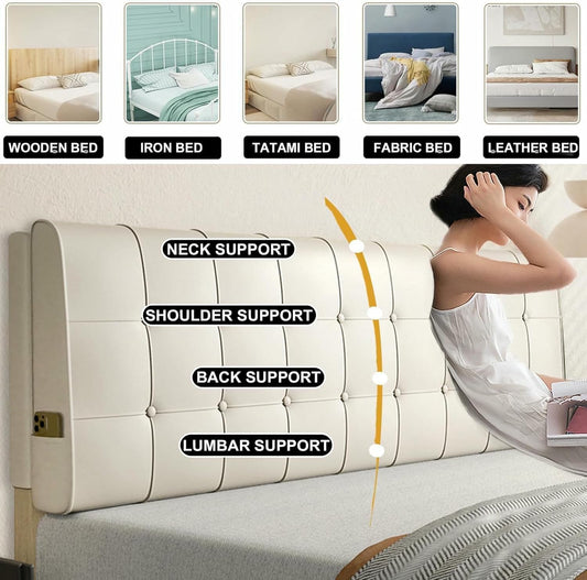 Bedside Cushion Large Bed Backrest Headboard Pillow Wedge Lumbar Support Upholstered Faux Leather Reading Pillow Removable Daybed Bunk Bed Bolster,Pink,Paste/71x23x4In