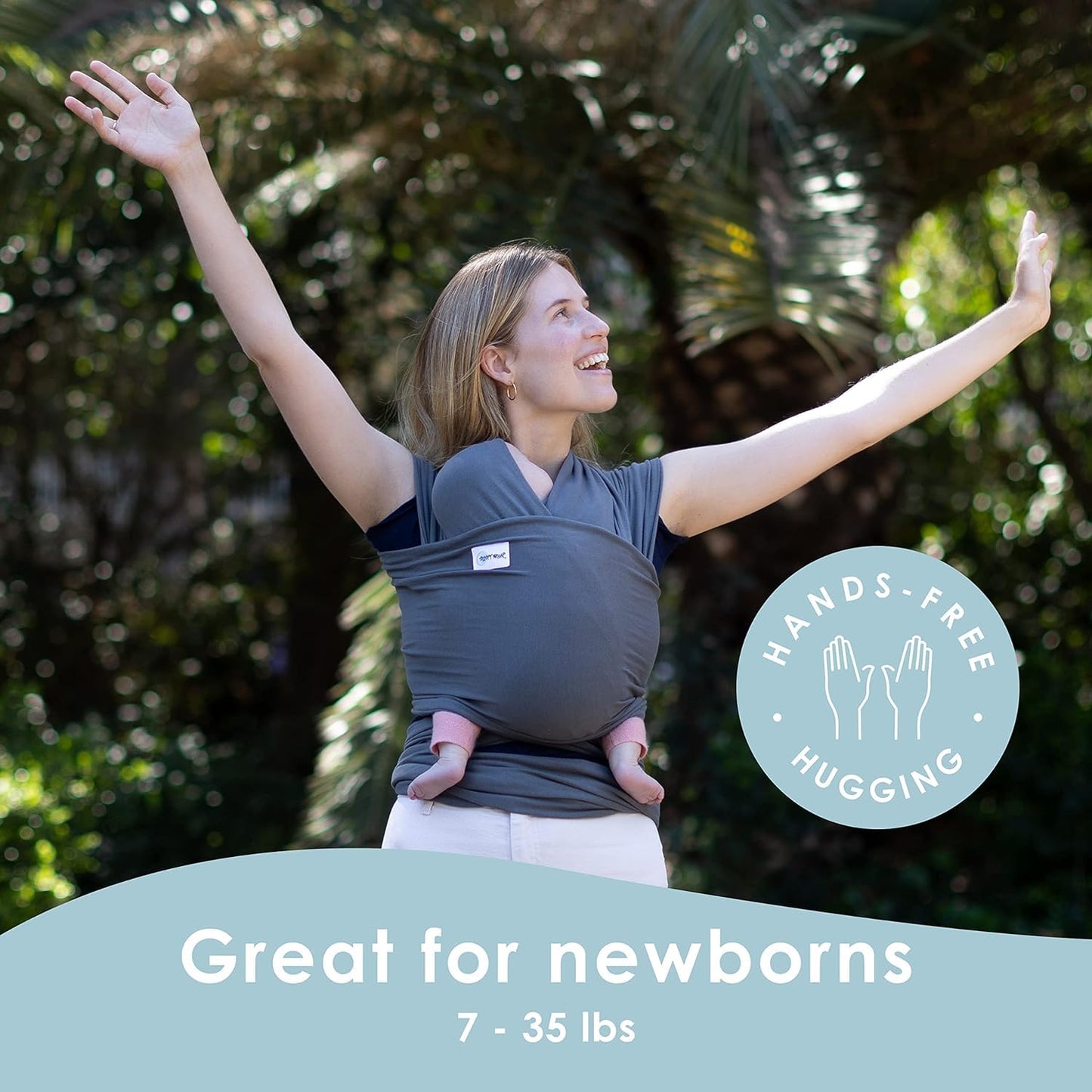 Sleepy Wrap Stretchy Ergonomic Baby Carrier Sling for Newborns to Toddlers - Hands-Free Lightweight Baby Wrap 7-35 lbs (Dark Gray)