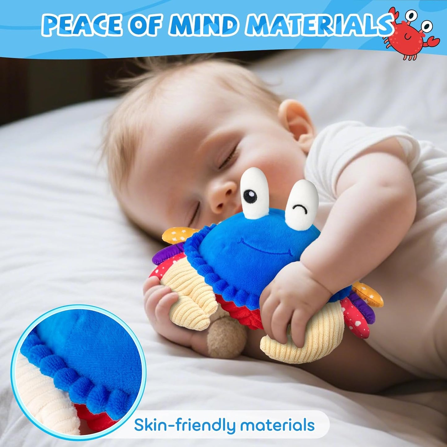 Baby Toys 6-12 Months, Musical Crawling Crab Plush Toy - 40 Songs & Recording Feature, Dancing Walking Moving Bouncing Tummy Time Toy, Sensory Toys for Toddlers 1-3, Birthday Gifts for Infants