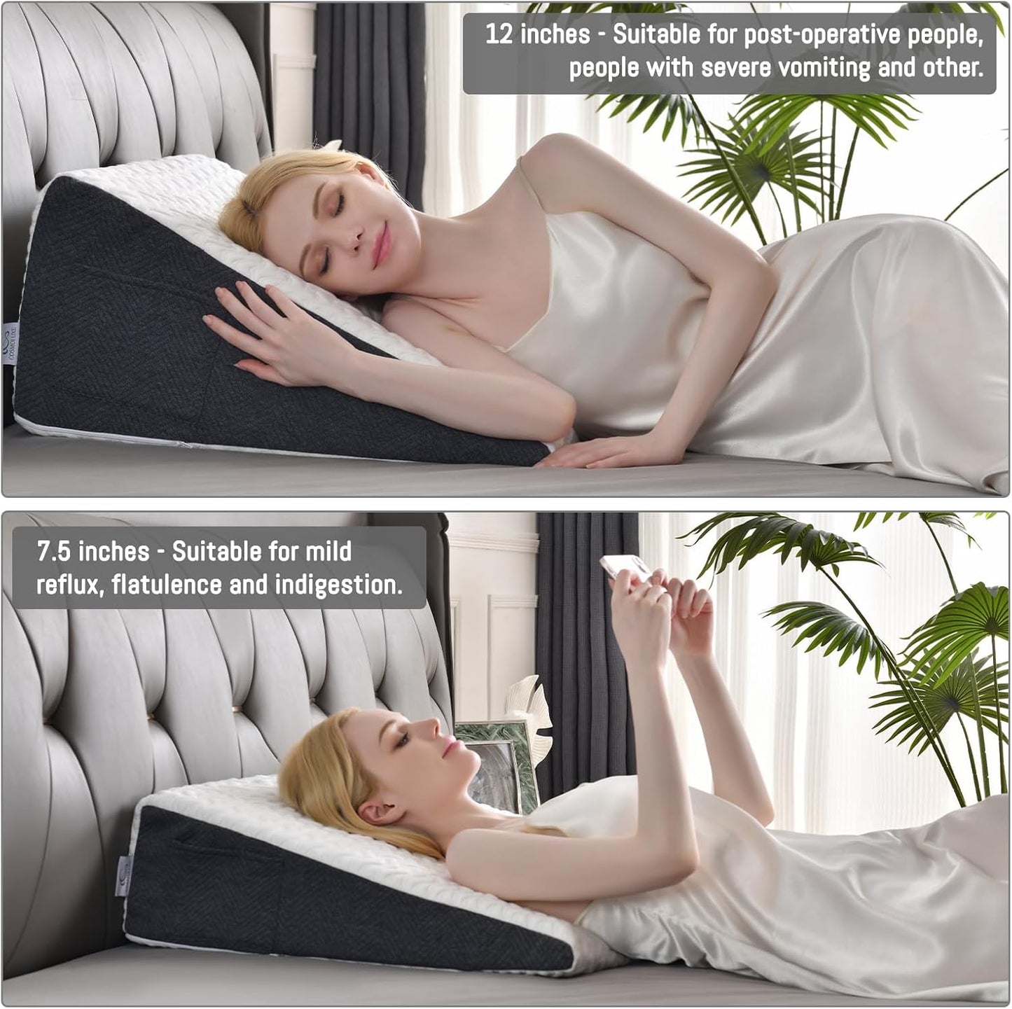 Cosmoluxe Wedge Pillow with Cooling Memory Foam, Elevate Legs or Head to Boost Circulation and Alleviate Swelling and Fatigue