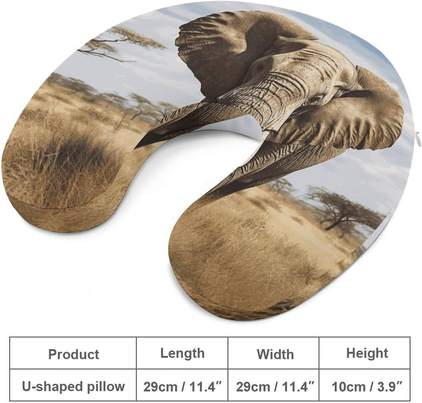 Elephant Neck Pillow Memory Foam U Shaped Pillows Portable Pillows for Shoulder Travel Head Support Pillow with Concealed Zipper for Airplane Car Home Office