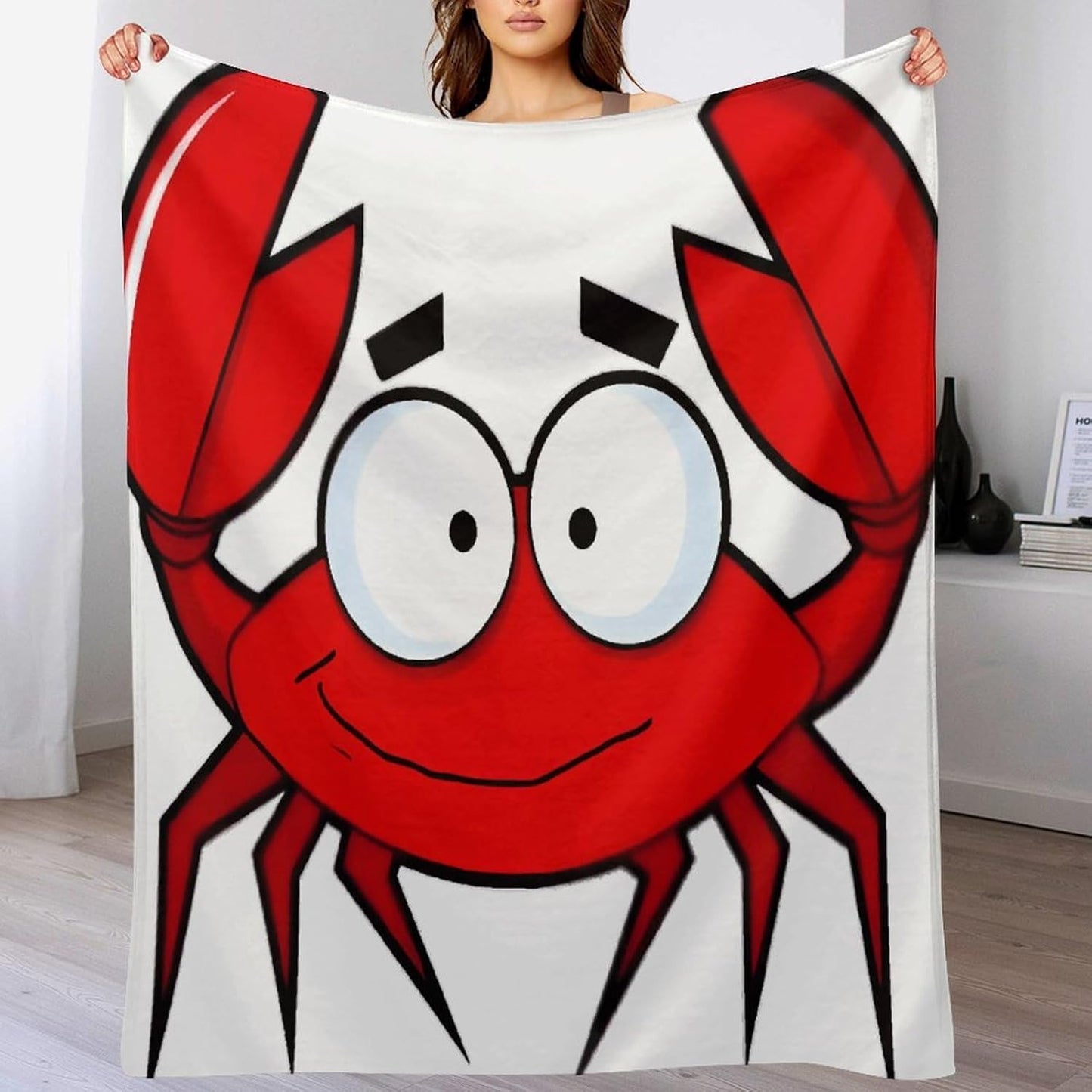 Cartoon Crab Throw Blanket for Couch Super Soft Warm Lightweight Throw Blankets Cozy Flannel Bed Blanket Cute Decorative Blankets for All Seasons Home Decor Gift 30"*40"（76 * 100cm）