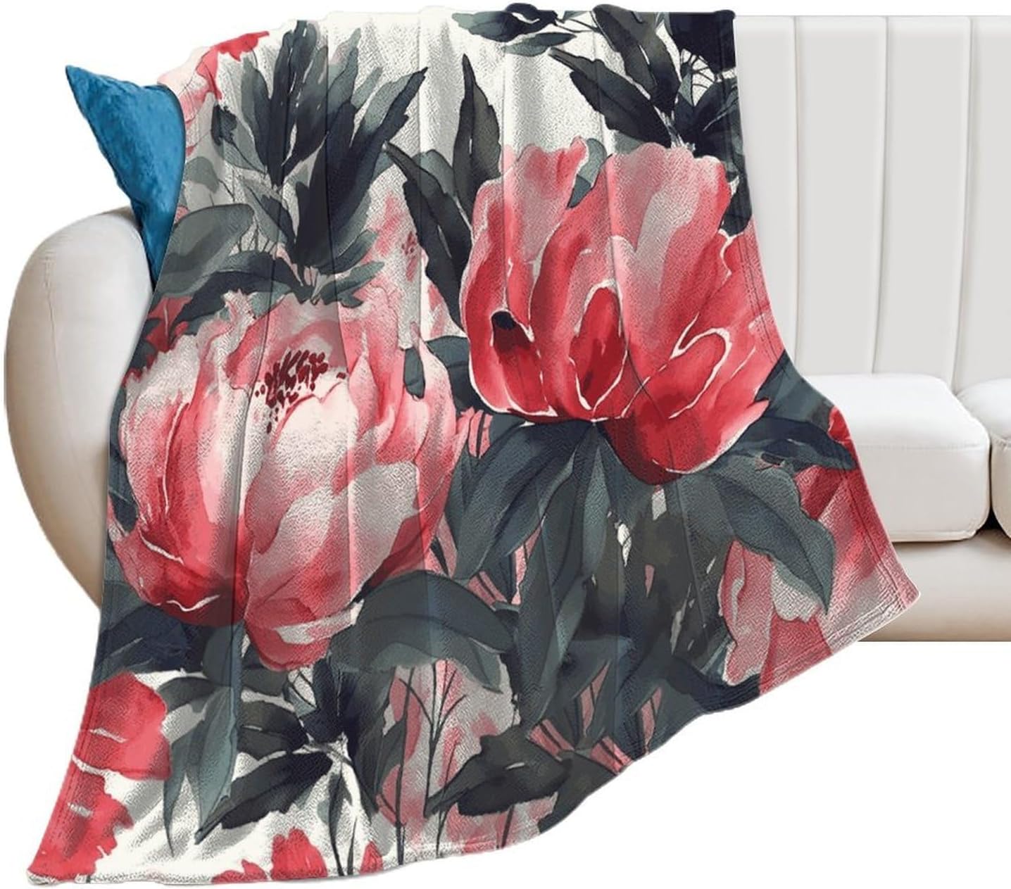 Peonies Spring Blanket Super Soft Lightweight Throw Blanket Cute Cozy Warm Bed Blanket Decorative Fuzzy Blanket All-Season Home Decor Gift for Sofa Couch Living Room 30"*40"（76 * 100cm）