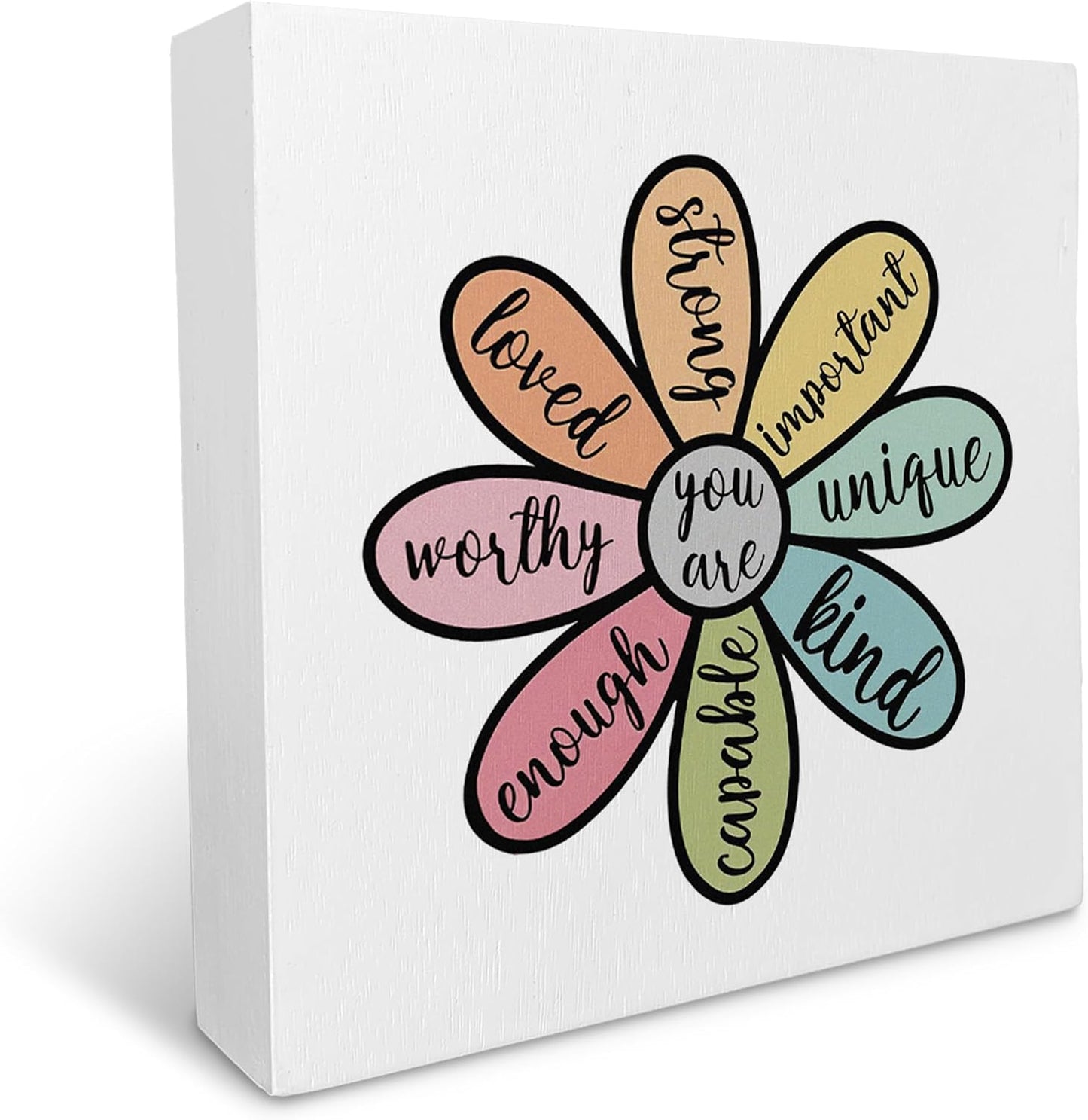 Inspirational Affirmation You are Wood Box Sign, Rustic Farmhouse Wood Block Plaque Decor for Home Girls Kids Room College Dorm Wall Desk Shelf Decoration