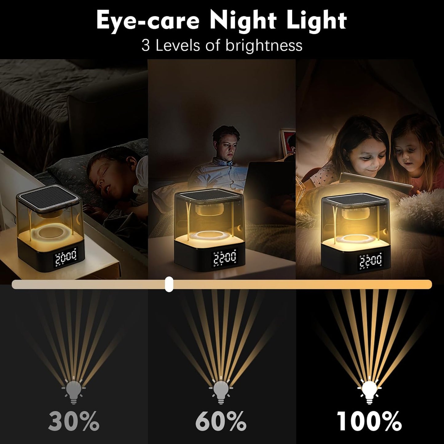 Night Light Bluetooth Speaker, Multi-Functional Dual Alarm Clock, MP3 Player, Touch Sensor Bedside Lamp, 48 RGB Color Changing, Gifts for 10 11 12 13 14 Year Old Teenage Boys Girls