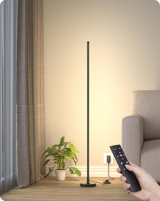 Corner Lamp, Minimalist LED Lamp with Remote Control, Dimmable Corner Light, Corner Floor Lamp Perfect for Living Room, Bedroom, Home Office, 7 Color Temperature 3000K-6000K (Black, 1 Pack)