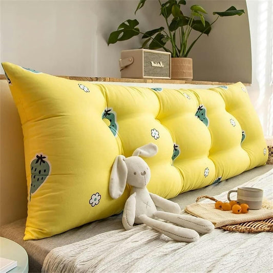 Shaped Reading Pillow, Detachable Support Strip Pillow Pregnant Women Pillow Cute Bed Head Slabs Bedside Cushion Pads Bed Rest Pillows(Yellow,100 * 20 * 50cm)