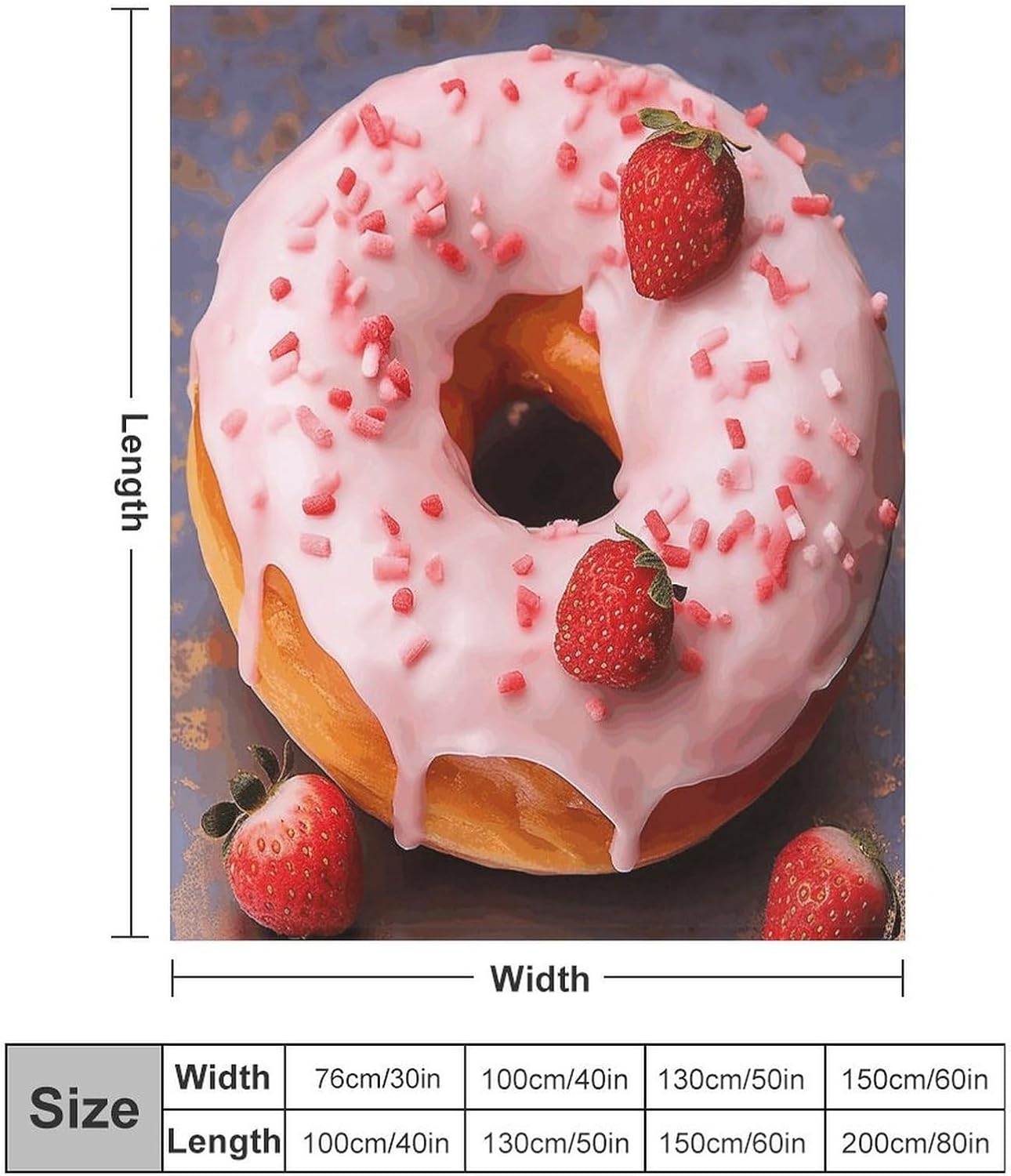 Strawberry Donut Throw Blanket for Couch Super Soft Warm Lightweight Throw Blankets Cozy Flannel Bed Blanket Cute Decorative Blankets for All Seasons Home Decor Gift 60"*80"（150 * 200cm）