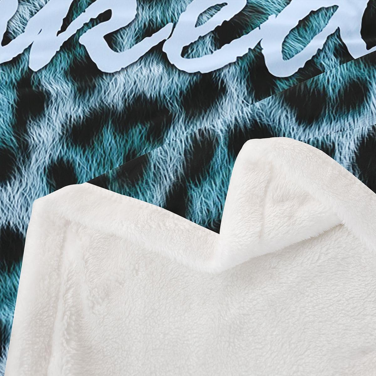 Feelyou Leopard Print Get Naked Throw Blanket Funny Quotes Soft Fleece Sherpa Cozy Fuzzy Plush Warm Blue Fuzzy Plush Throw Cheetah Twin 60"x80" for Bed Couch Living Room