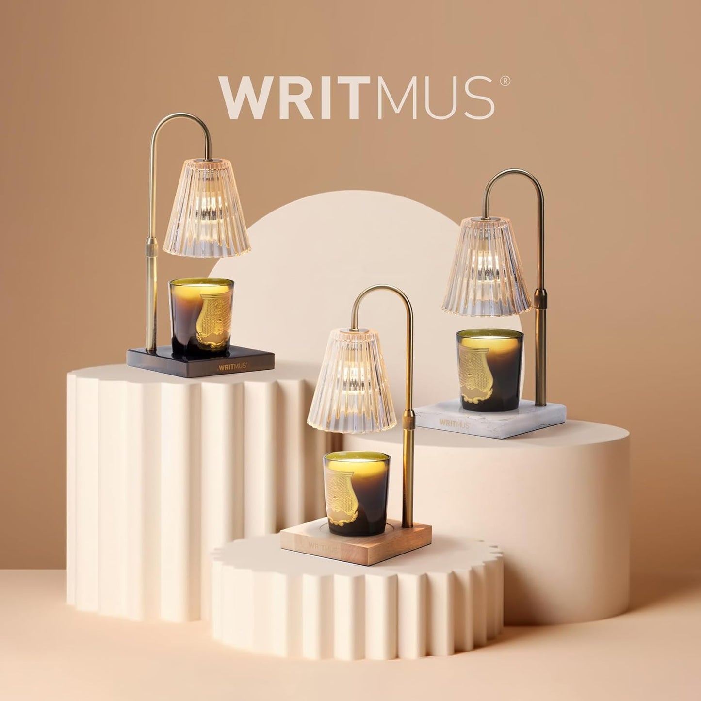 Candle Warmer Lamp with Dimmer & Timer- Wax Melt Warmer Fits All Candle Size - 2 Bulbs Included (Natural Wood)