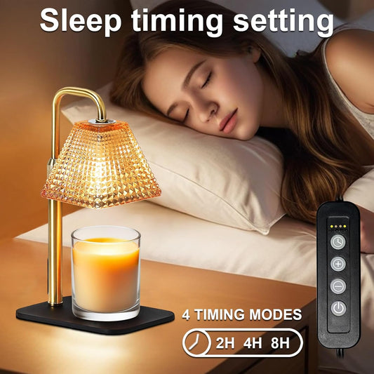 Candle Warmer Lamp with Timer Dimmer Adjustable Height,Electric Wax Warmer for Scented Jar Candles,Mom Birthday Gifts for Women,House Warming Gifts New Home Bedroom Decor,Gold