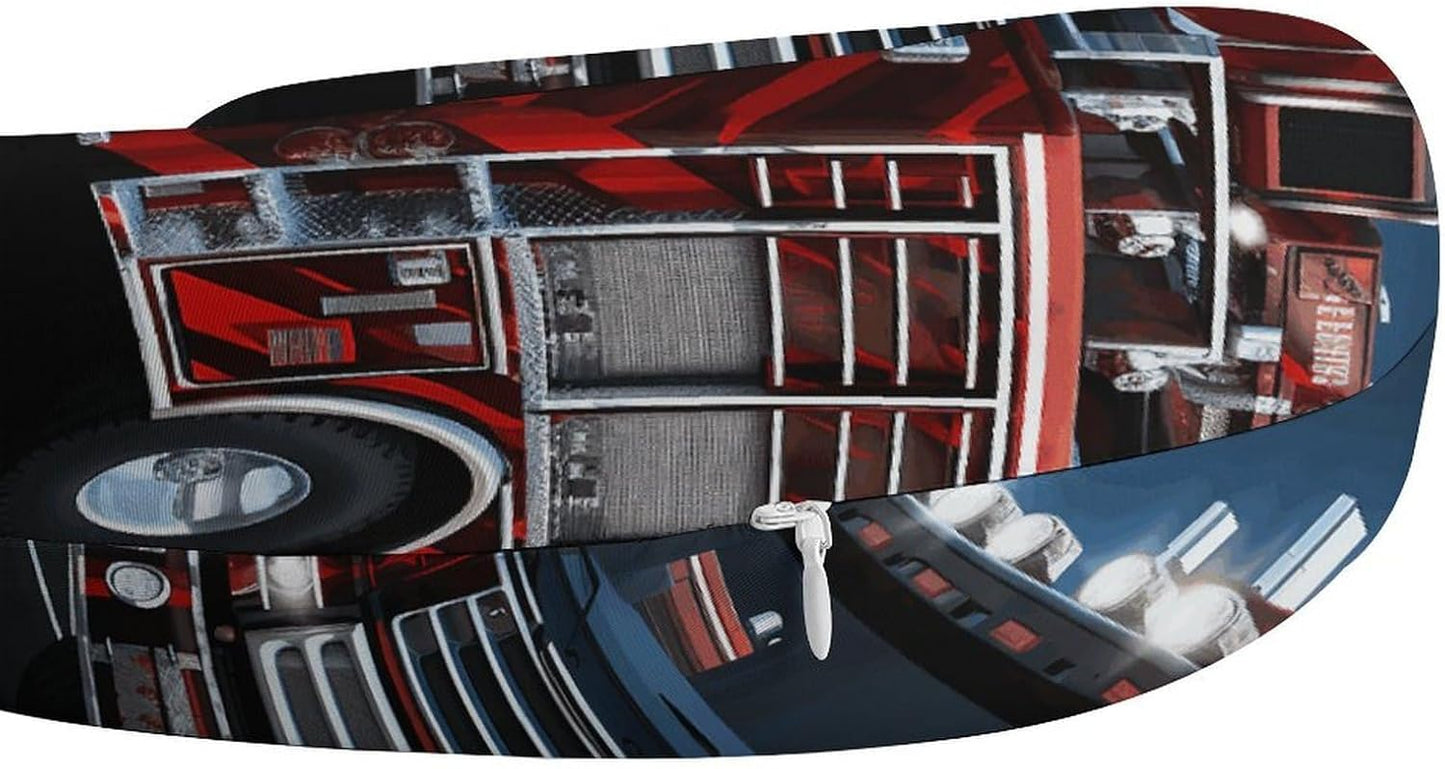 Red Fire and Rescue Truck Neck Pillow Memory Foam U Shaped Pillows Portable Pillows for Shoulder Travel Head Support Pillow with Concealed Zipper for Airplane Car Home Office
