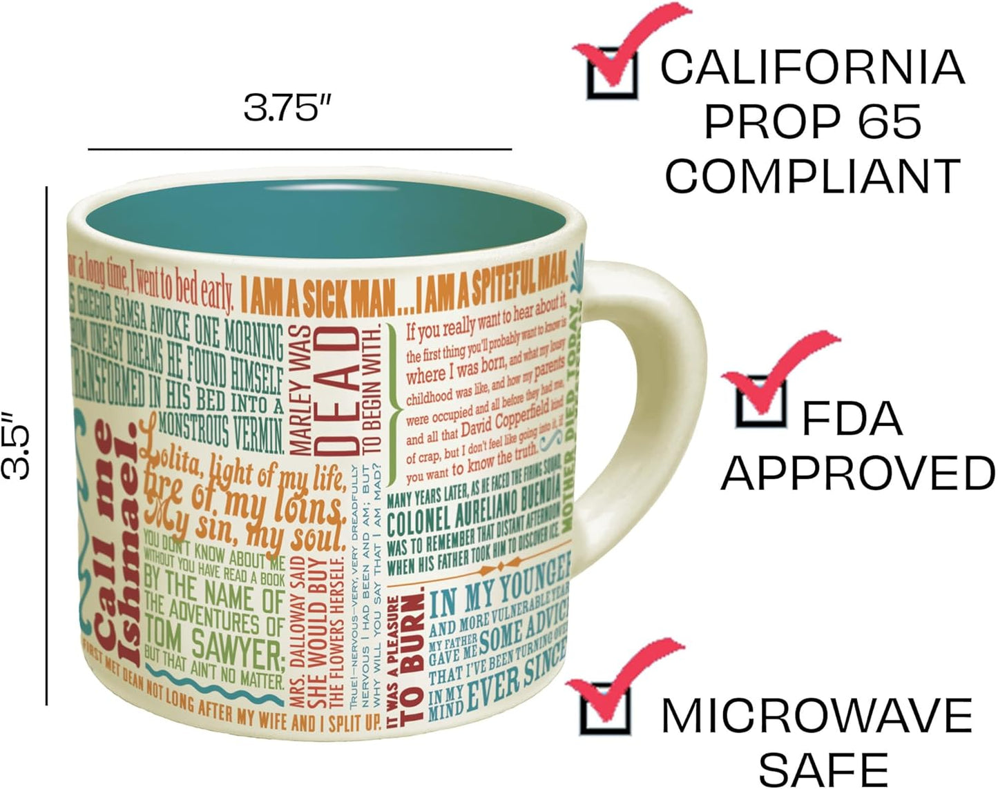The Unemployed Philosophers Guild First Lines of Literature Coffee Mug - Famous Openings from Books, Novellas, and Short-Stories, Comes in a Box, 14oz