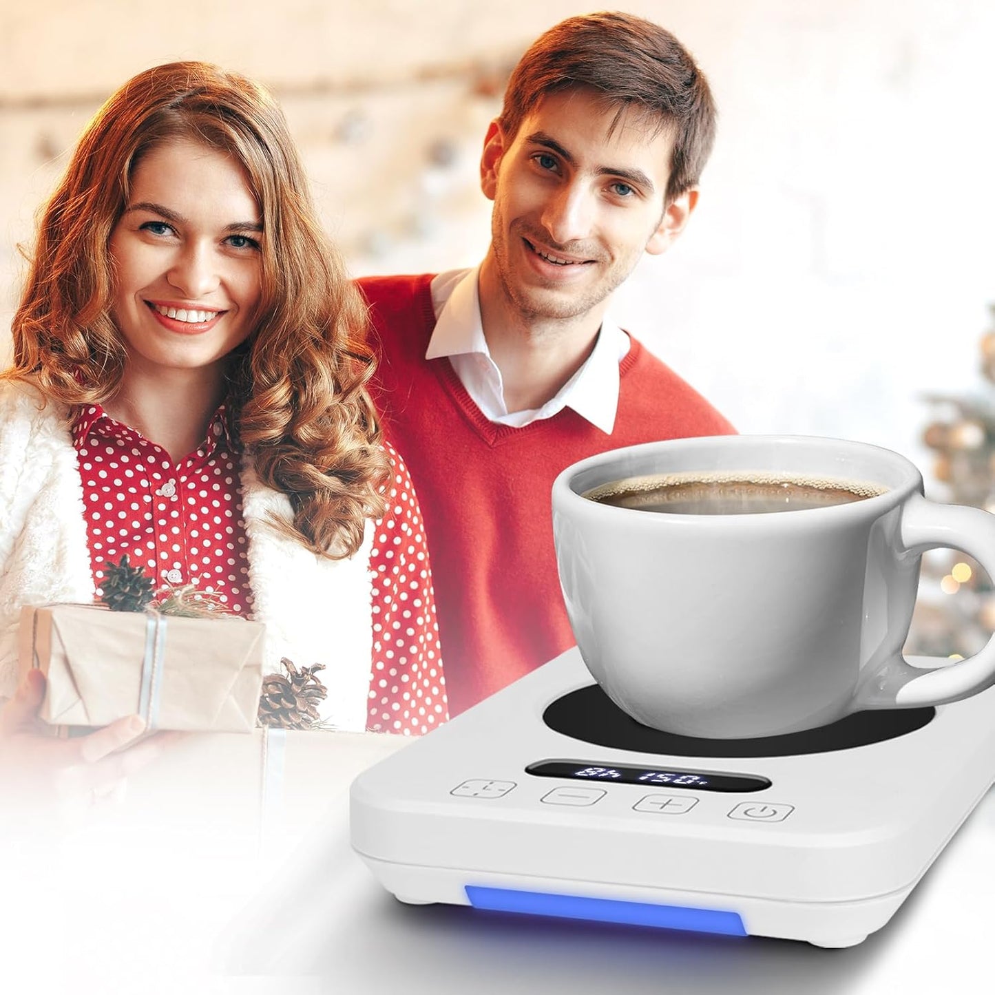 Coffee Mug Warmer for Desk with Temperature Display 9 Temp Settings（110°F-180°F） & 1-12H Timer Coffee Cup Warmer As Ideal Gift for Coffee Lovers, White
