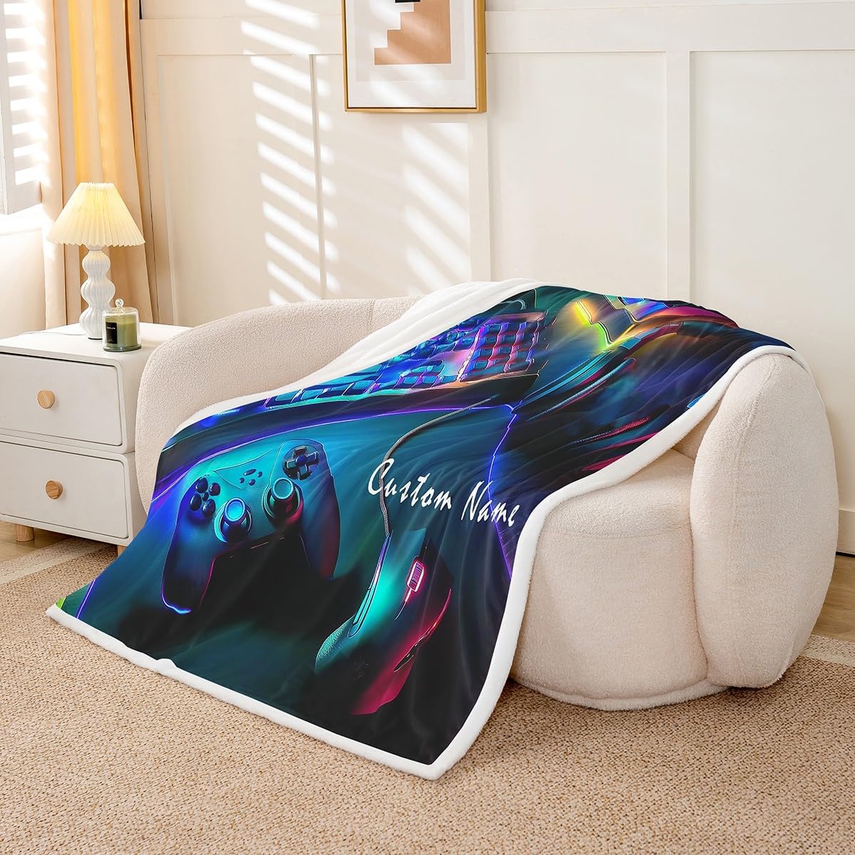 Erosebridal Customizable Gamer Gifts Video Game Room Decor for Boys,Boys Bedroom Decor 60"x80",Gaming PC Gamer Blanket Gaming Throw Blanket Gaming Computer Gaming Room Decor Gamepad Fleece Blanket