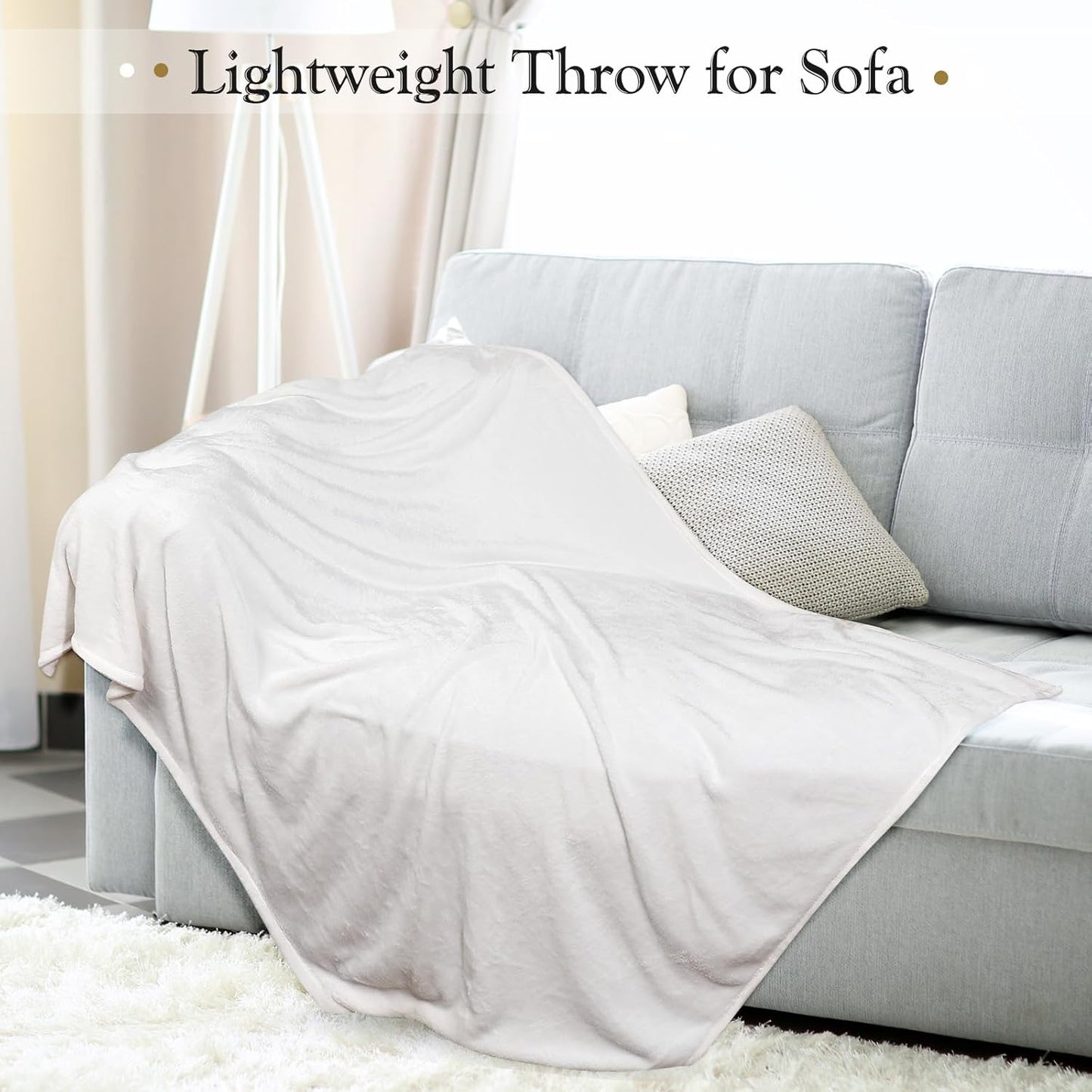 Peryiter 4 Pcs Fleece Throw Blanket Bulk Sofa Blanket Fuzzy Plush Warm Soft and Breathable Lightweight Throw Blankets for Couch for Living Room Bed Travel Couch Sofa(White, Gray,50'' X 60'')