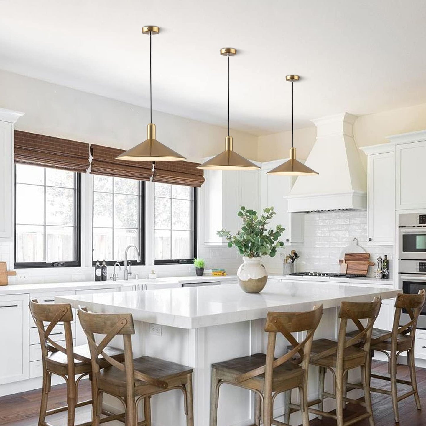 KCO Lighting Mid Century Modern Dome Pendant Light Large Farmhouse Island Lighting Gold Barn Pendant Lights Brass Kitchen Hanging Lights