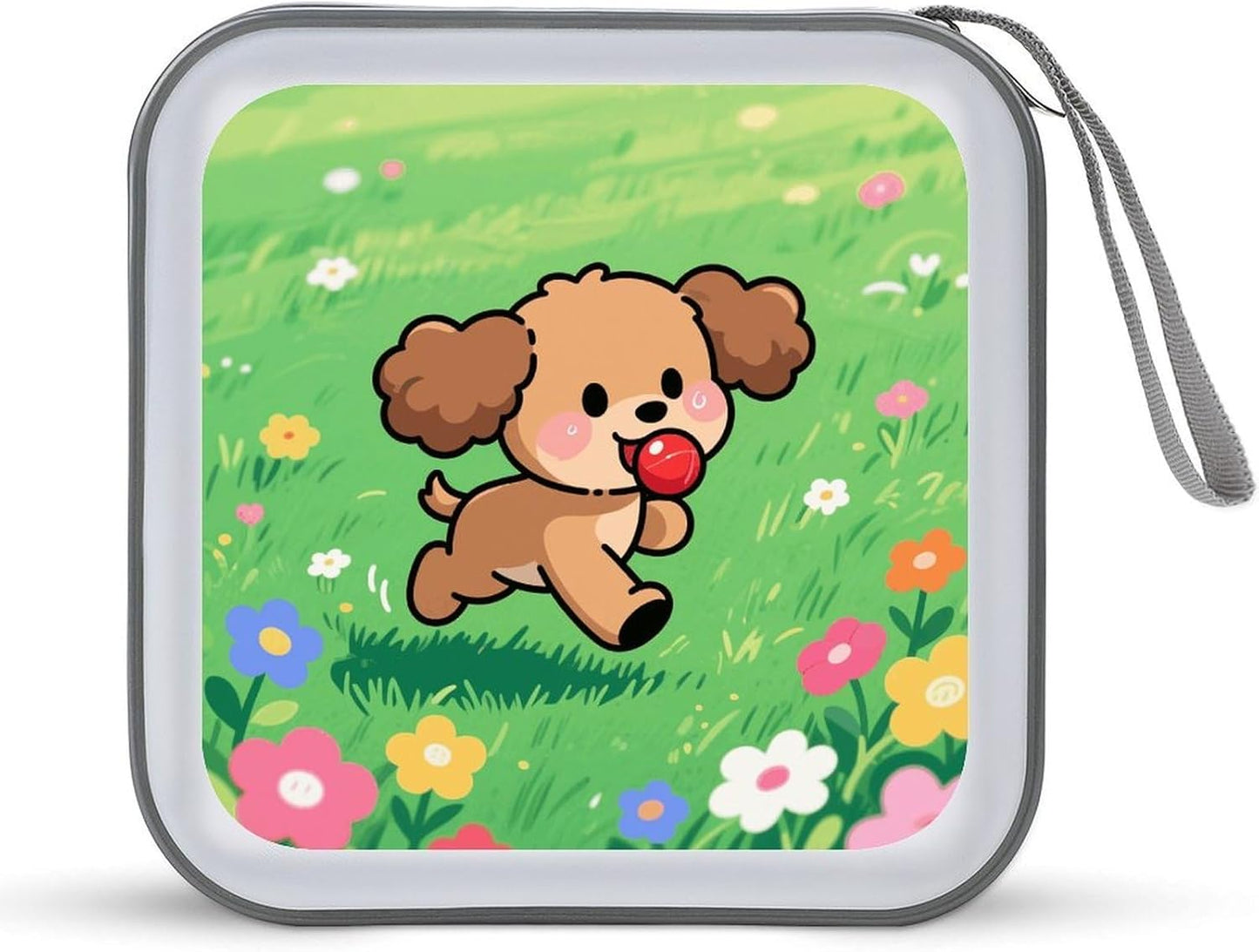 Cartoon Dog CD Case Portable Zipper CD Case 40 Capacity Hard Plastic DVD Cases Holder Large Storage Disc Wallet Bag for Car Home Travel DVD Collection Bag