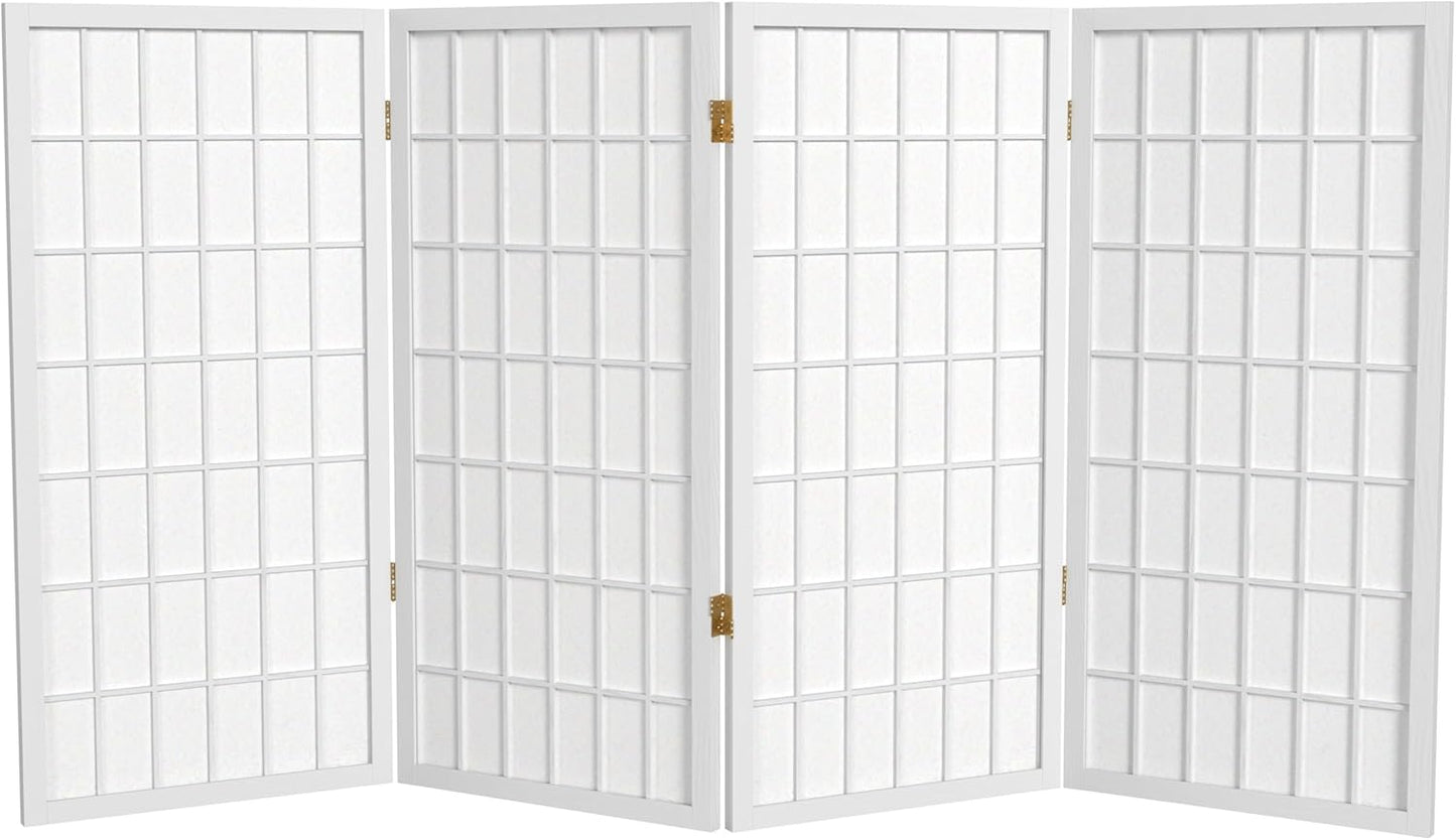 3 ft. Short Window Pane Shoji Screen - White - 4 Panels