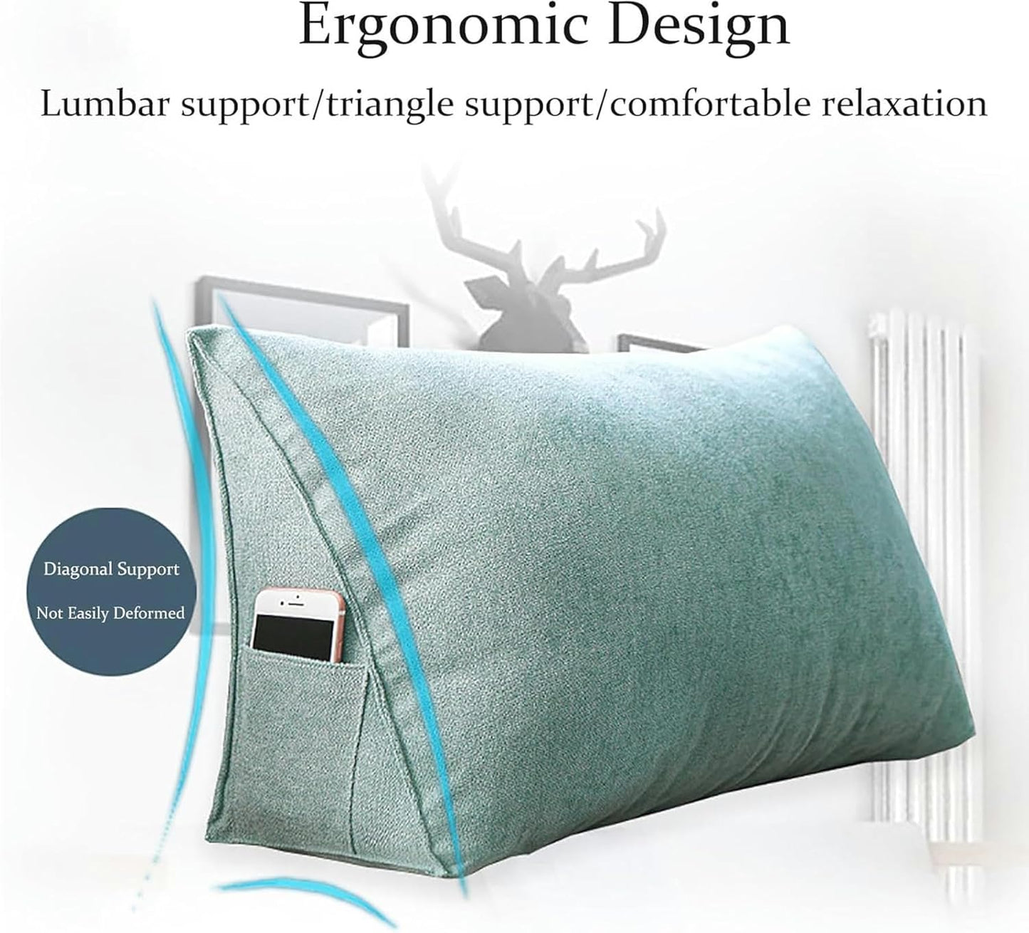 Headboard Pillow Wedge Reading Pillow Solid Color Soft Rest Reading Pillow for Bed Triangle Back Cushion Pillow Sofa Bed Office Chair Rest Pillow Back Support Pillow