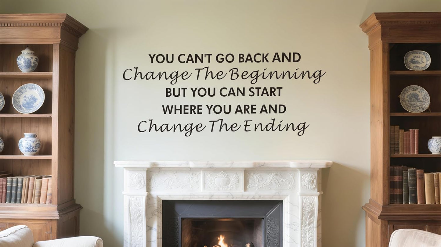Inspirational Quotes Wall Decals,You Can't Go Back and Change The Beginning Motivational Saying Wall Stickers for Classroom Kid's Room Office, Ability Attitude Positive Vinyl Removeble Wall Art