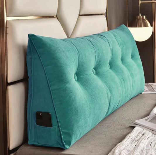 Bolster Triangular Headboard Wedge Pillow for Headboard Cushion Headboard Positioning Support Reading Backrest Pillow for Backrest Support Removable Cover(Size:120x50x20cm,Color:Green)
