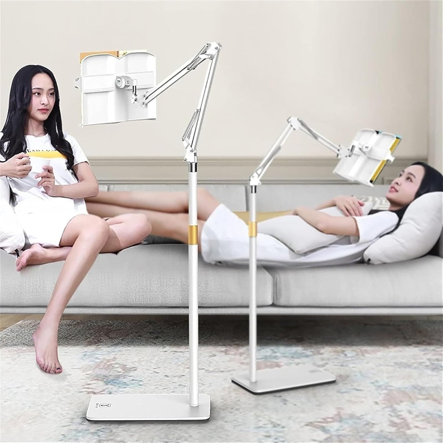 Floor Stand for Book Reading,Book Stand Height Adjustable,Extra Large Sturdy Rolling Lectern Stand,Cookbook Reading Desk Portable Sturdy Lightweight Bookstand-Textbooks Books (White) (White )