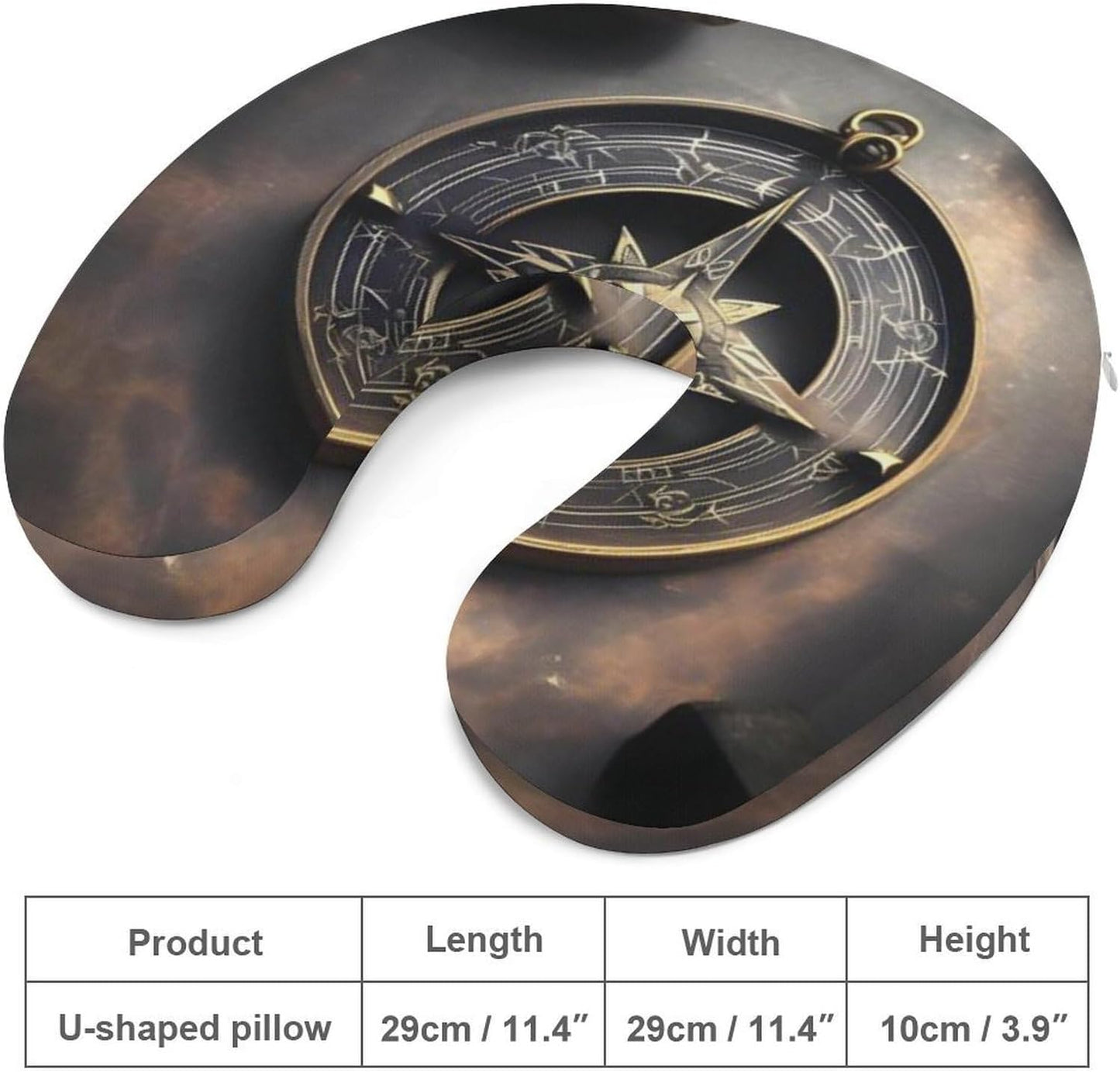 Magical Design Norse Runes Compass Neck Pillow Memory Foam U Shaped Pillows Portable Pillows for Shoulder Travel Head Support Pillow with Concealed Zipper for Airplane Car Home Office